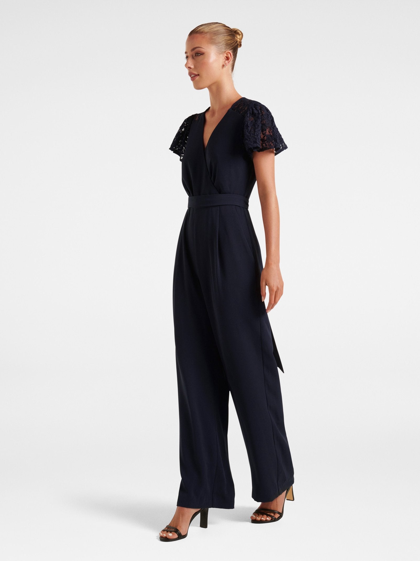 Tarsha Lace Flutter Sleeve Jumpsuit