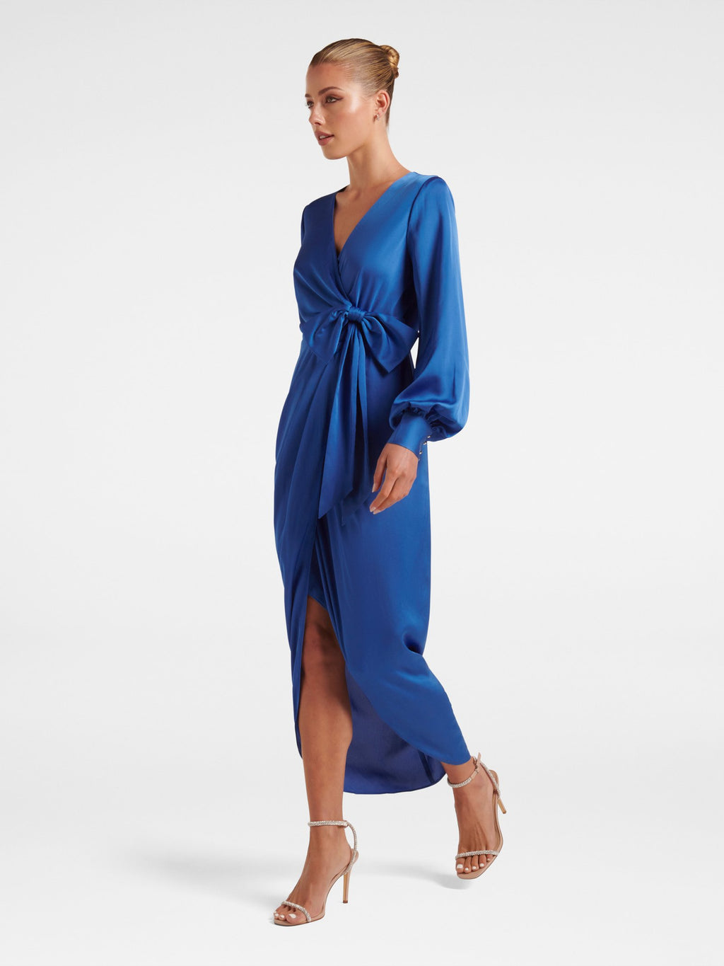 Mirella Wrap Satin Midi Dress