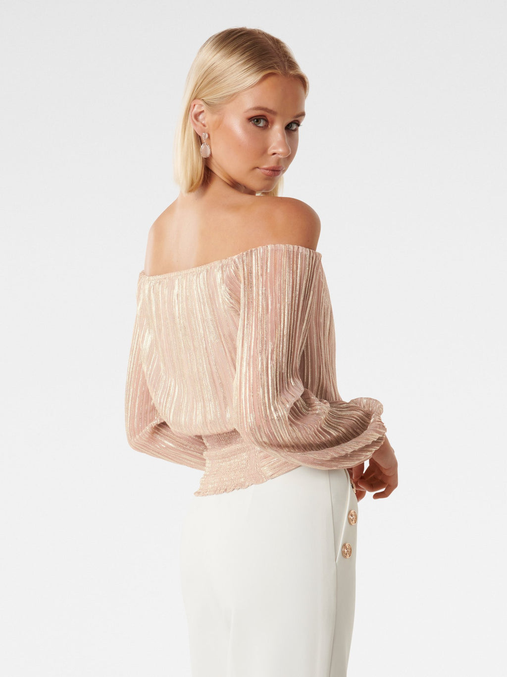 Keisha Plisse Bardot Top