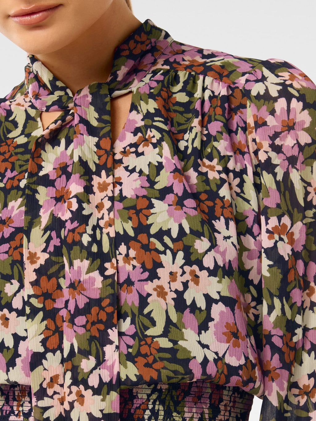  Gloria Shirred Printed Blouse
