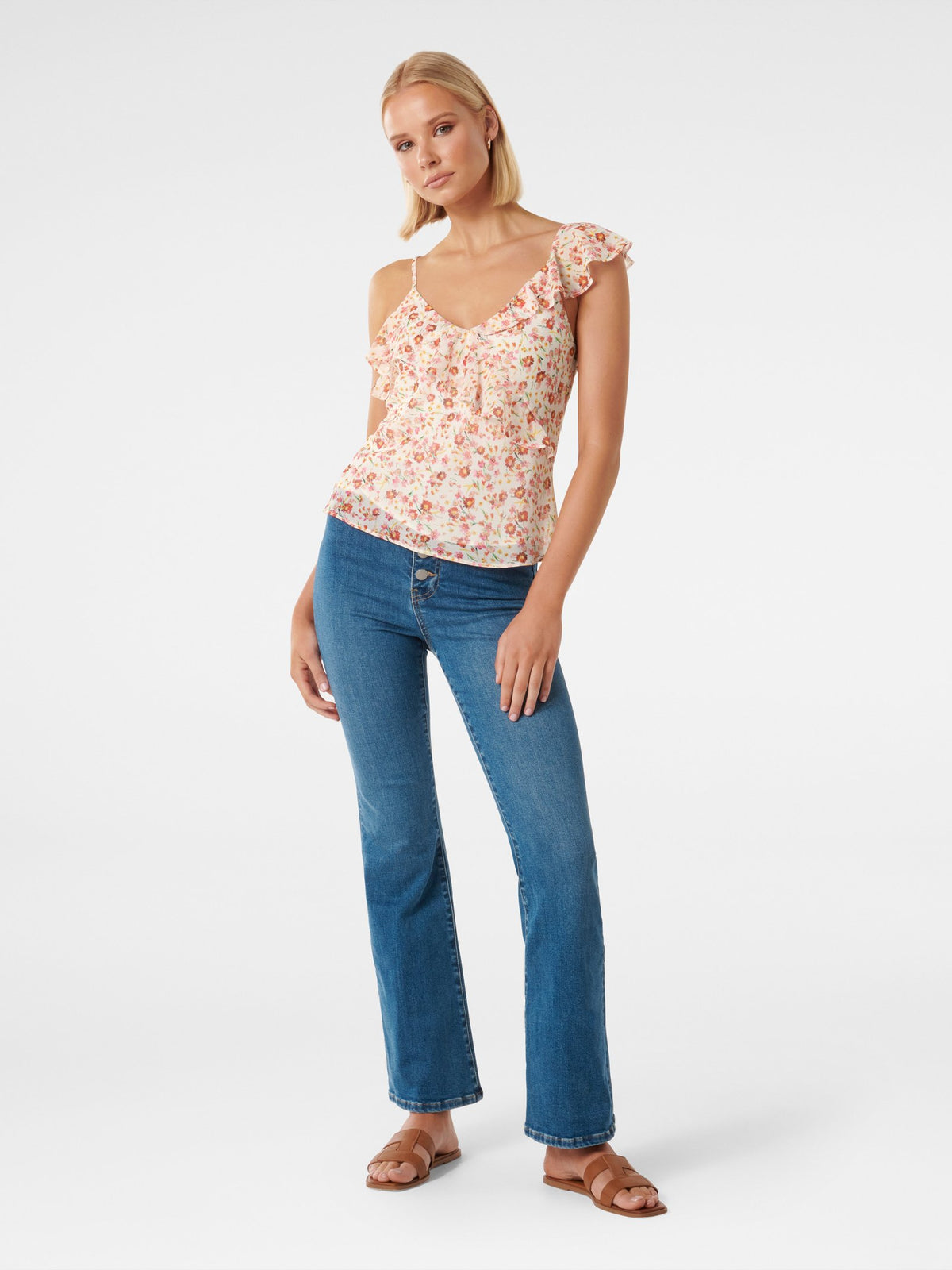 Natalya Asymmetric Ruffle Cami Top