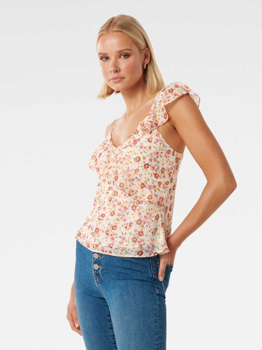 Natalya Asymmetric Ruffle Cami Top