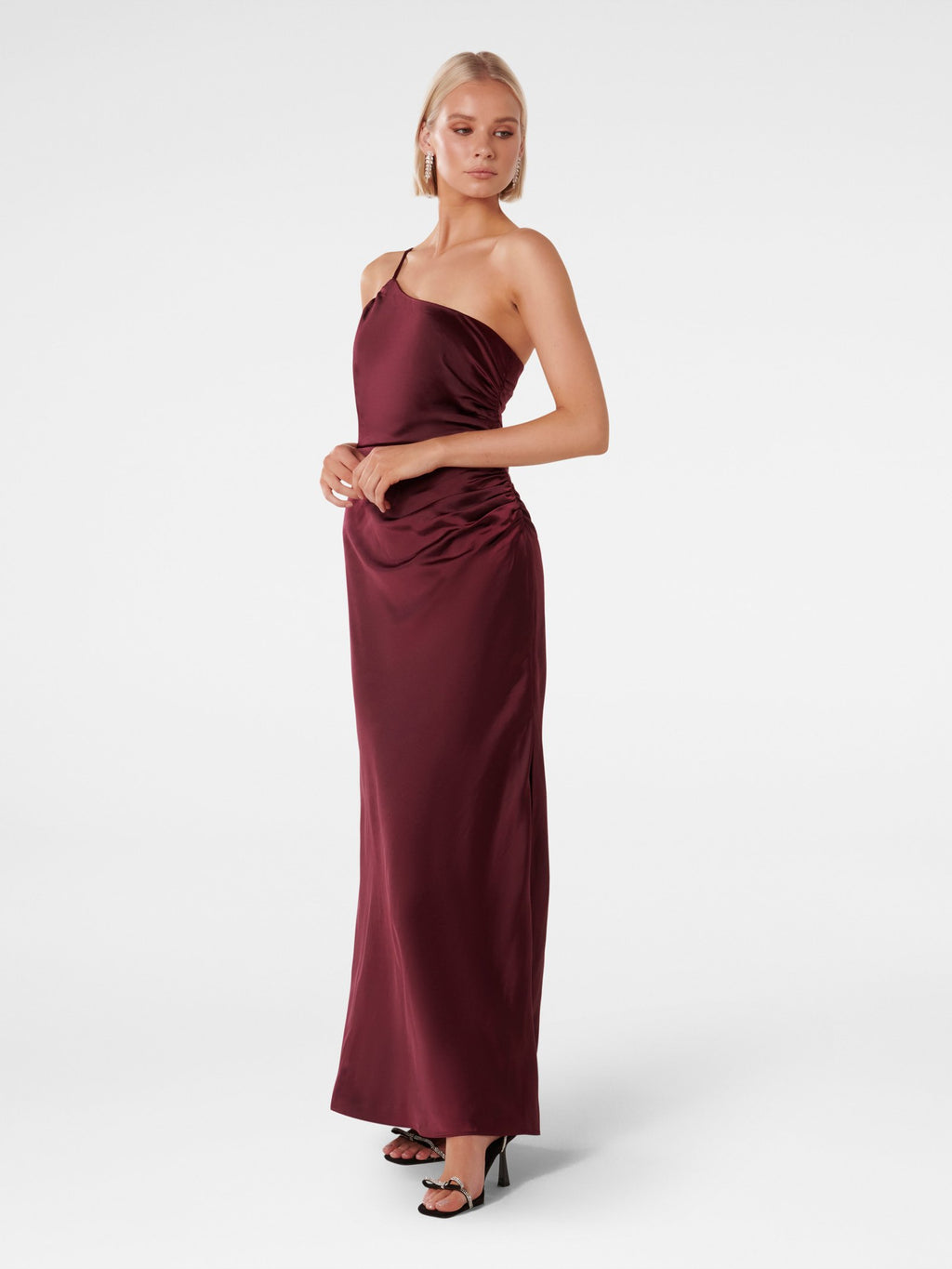 Kelly One Shoulder Satin Maxi Dress