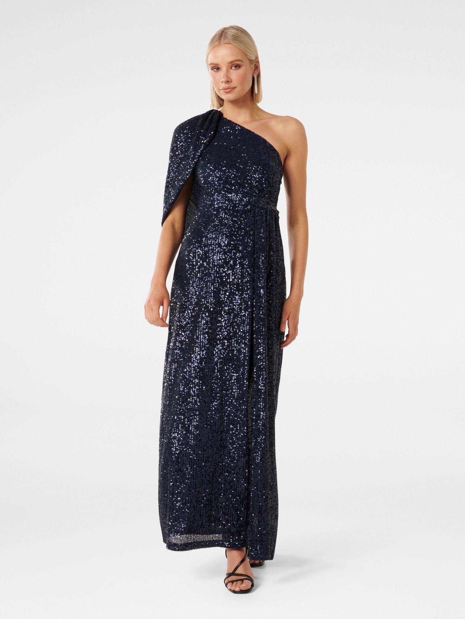 Liberty Wrap Cape Sequin Gown