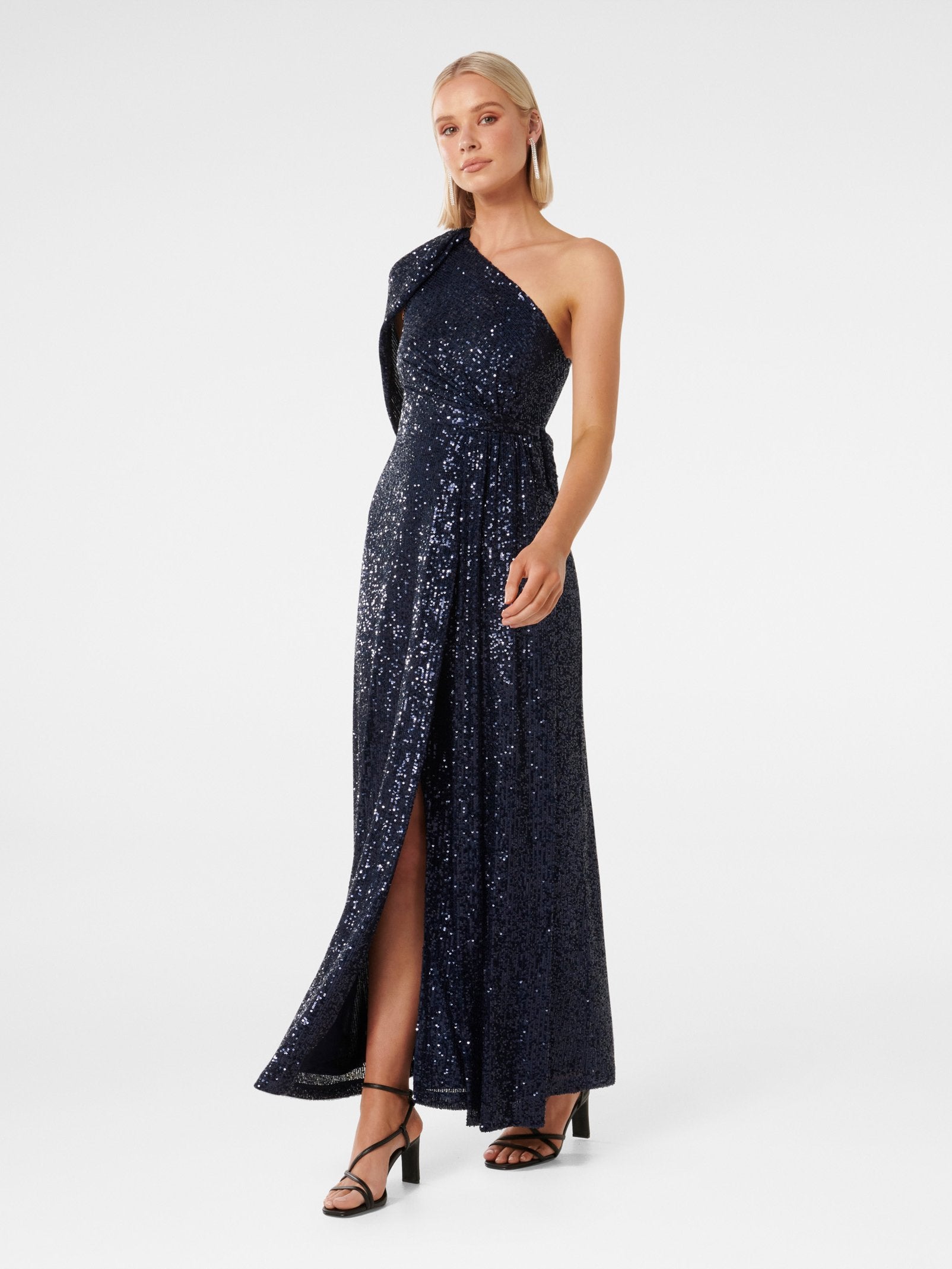 Liberty Wrap Cape Sequin Gown