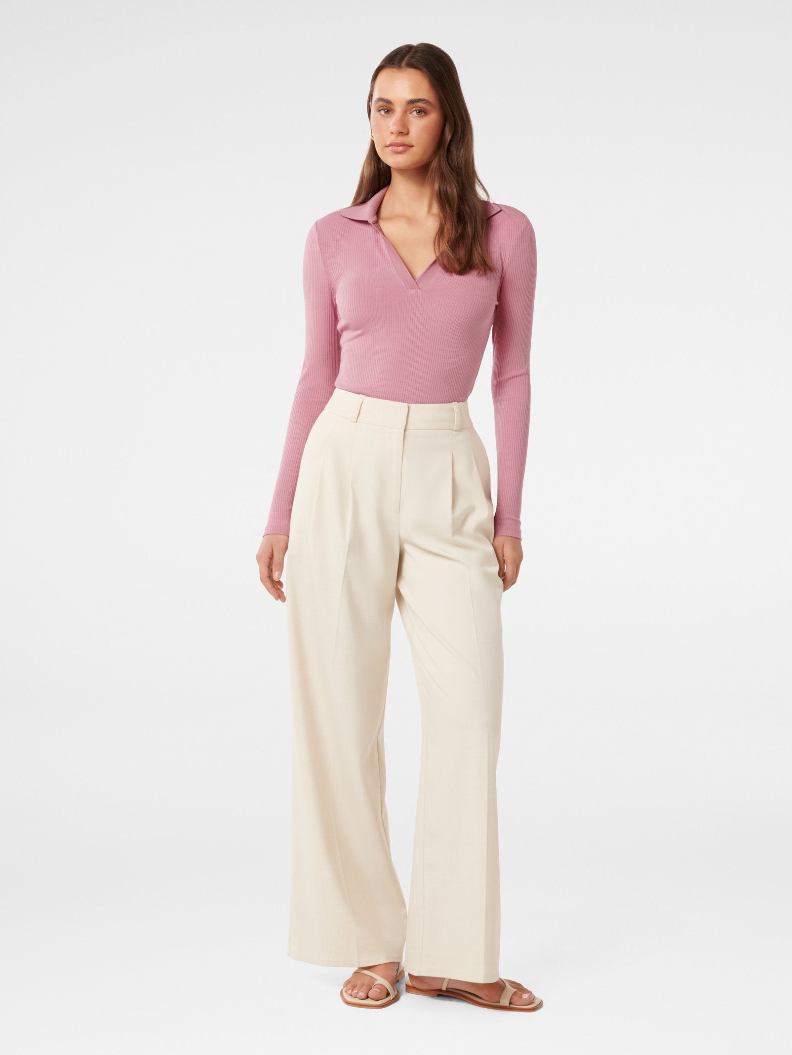  Paris V-Neck Polo Long Sleeve Top