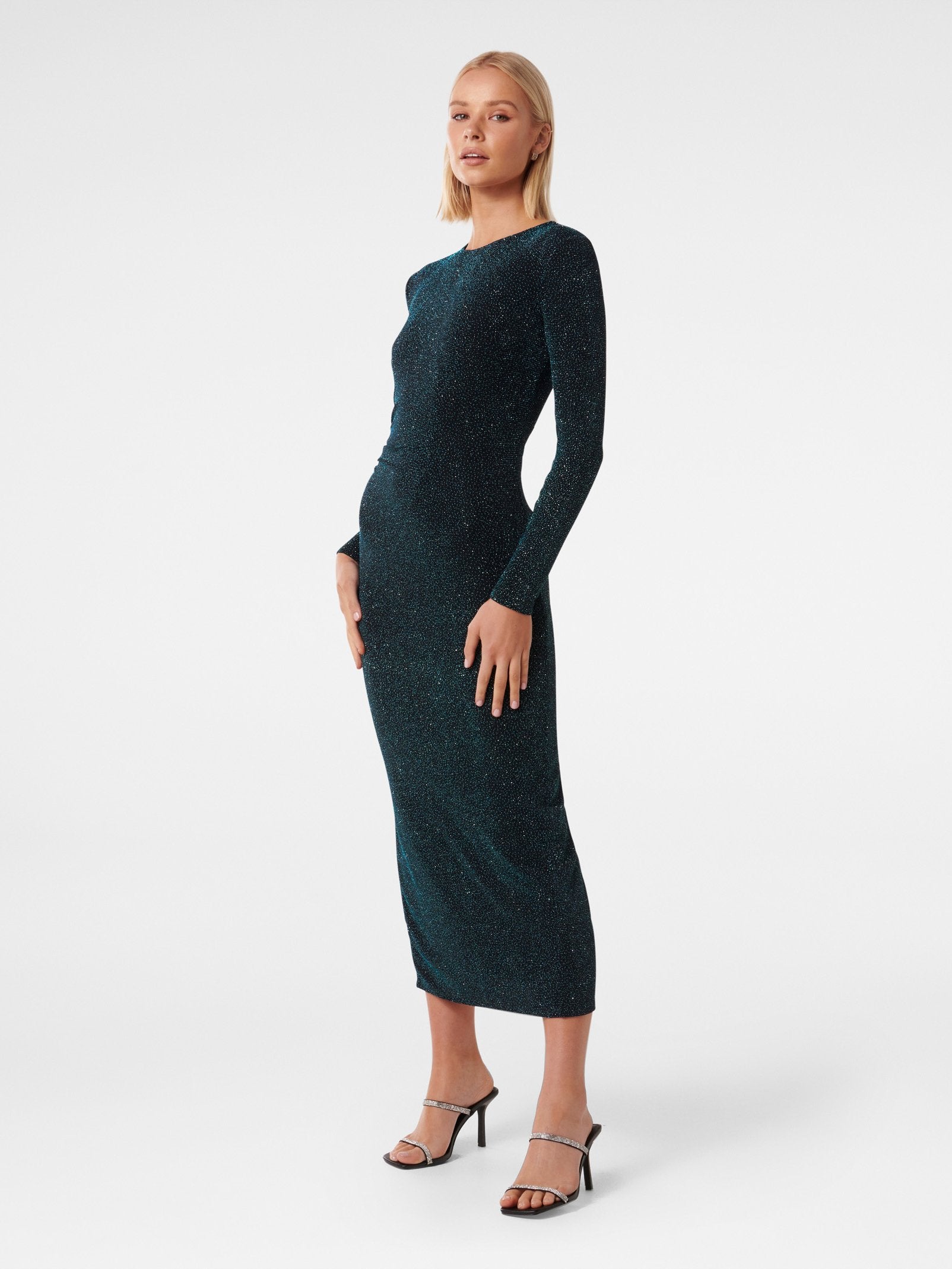 Monica Ruched Glitter Bodycon Dress
