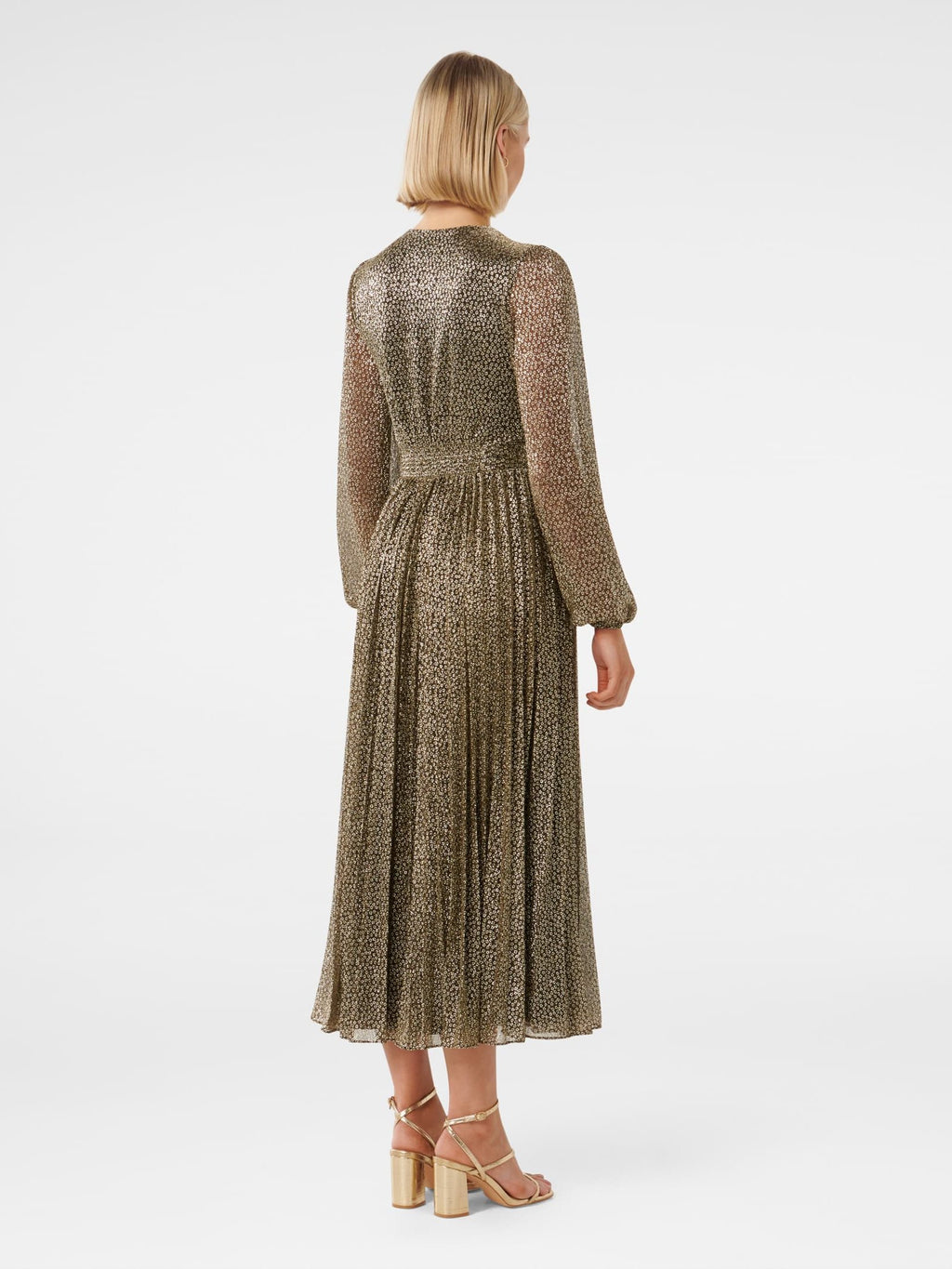 Dylan Long Sleeve Plisse Midi Dress
