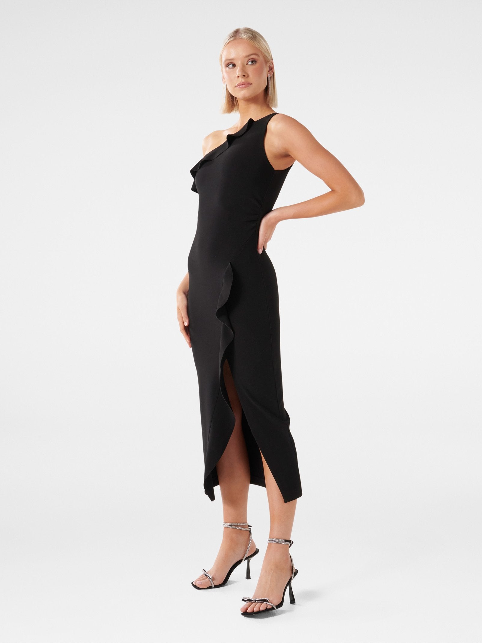 Tyra One Shoulder Ruffle Bodycon Dress