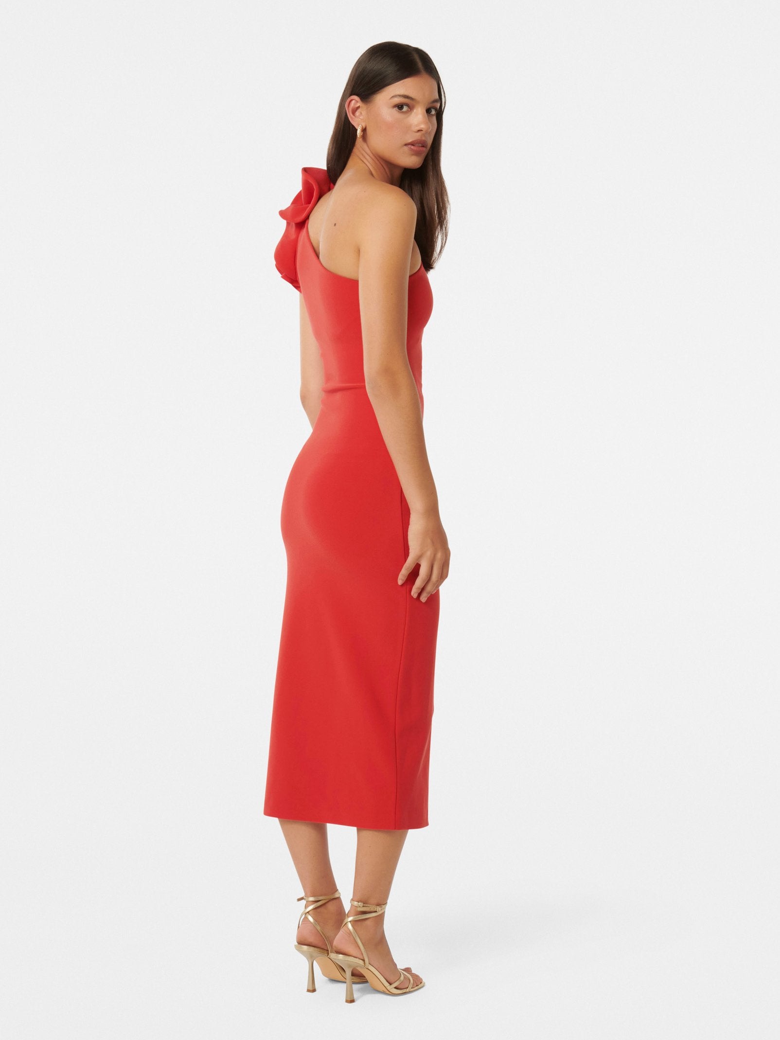 Celeste One Shoulder Ruffle Bodycon Dress