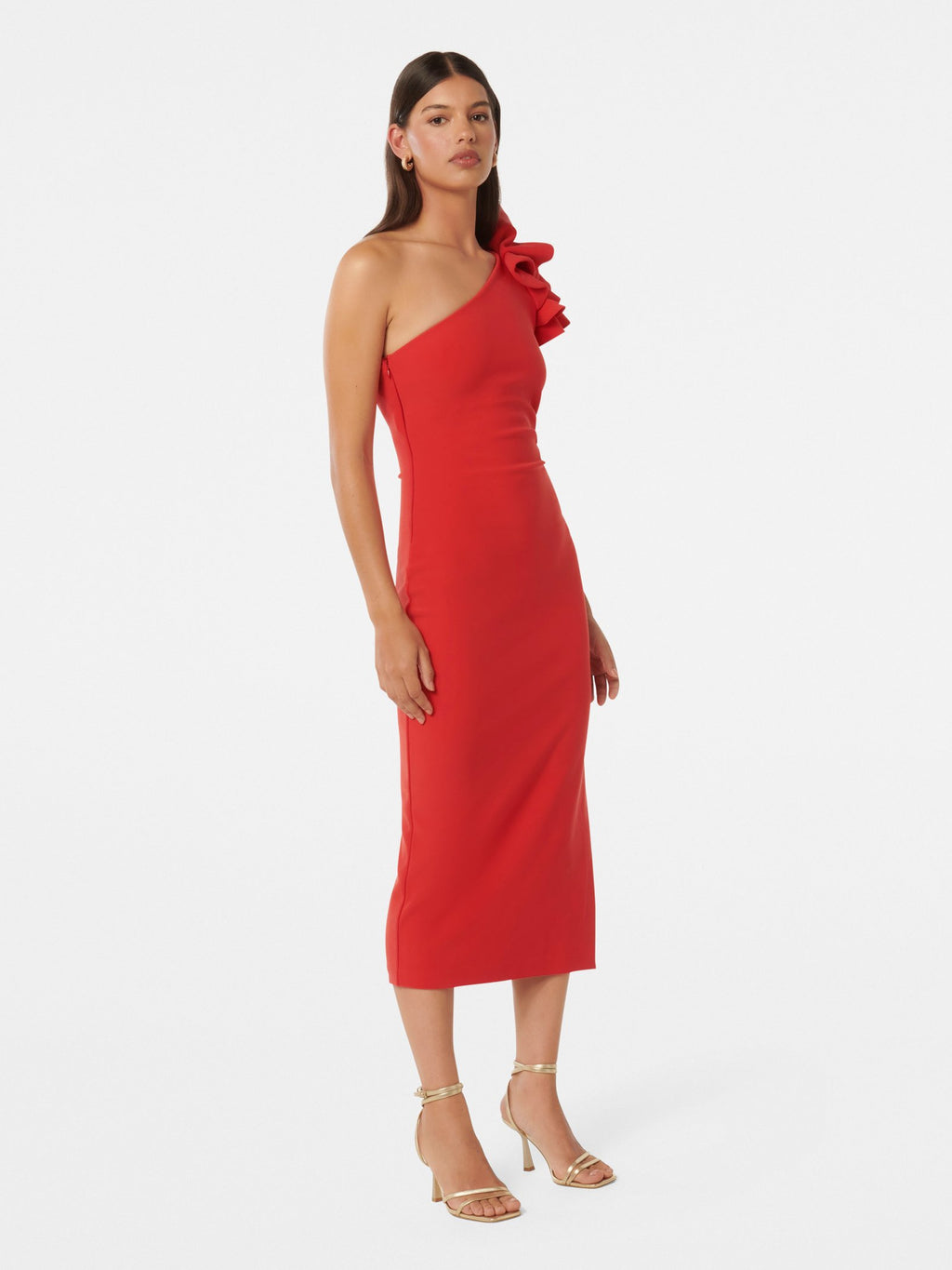  Celeste One Shoulder Ruffle Bodycon Dress
