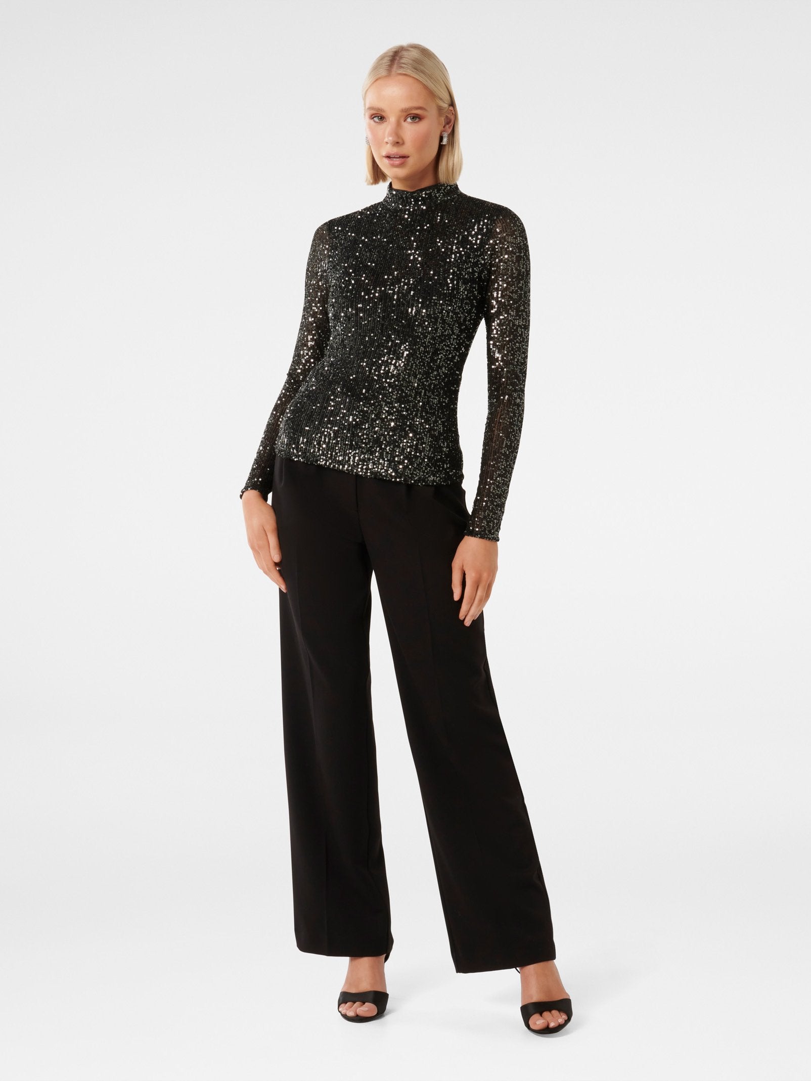 Anthea High Neck Sequin Top