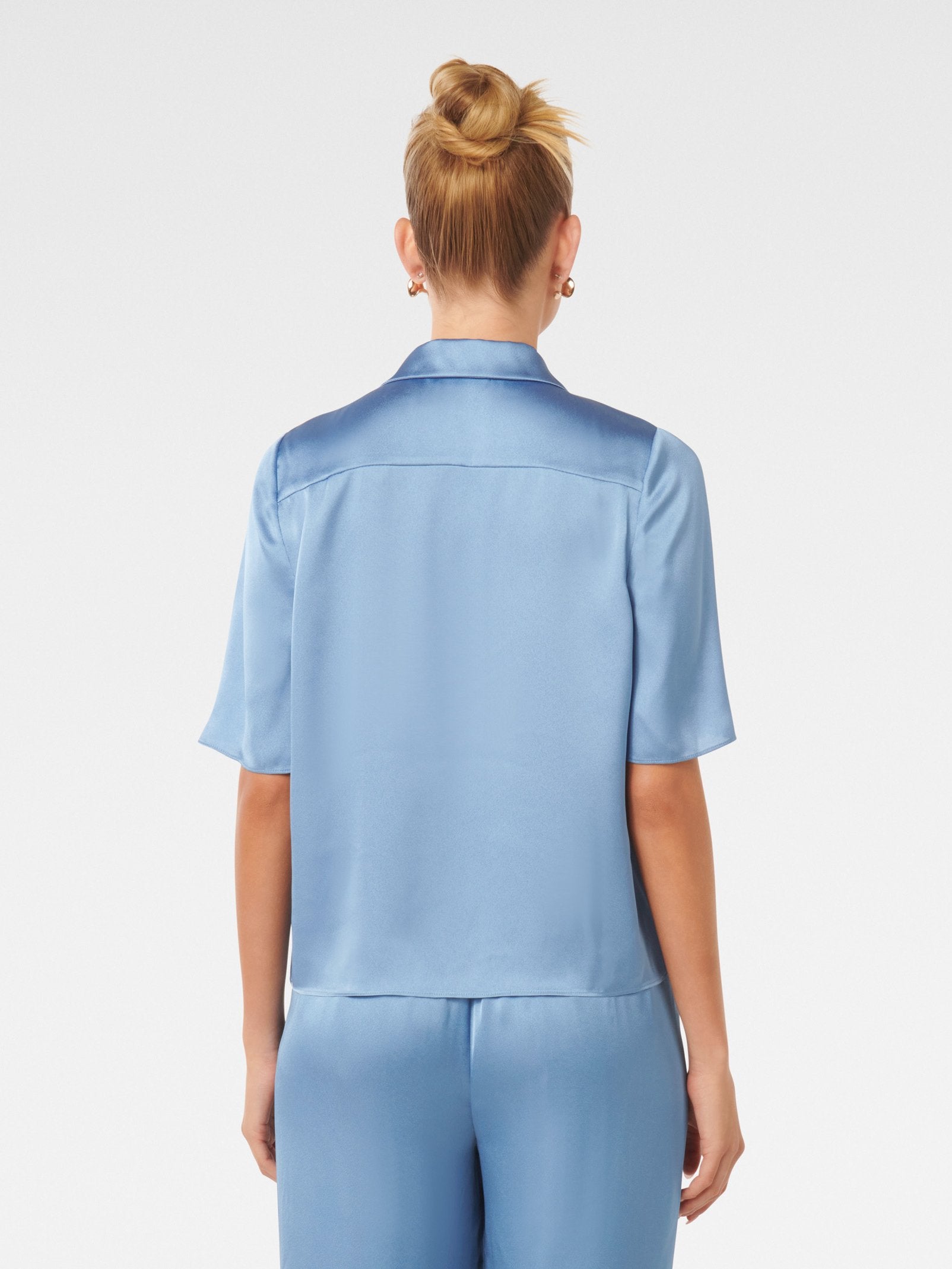 Mercedes Short Sleeve Satin Shirt