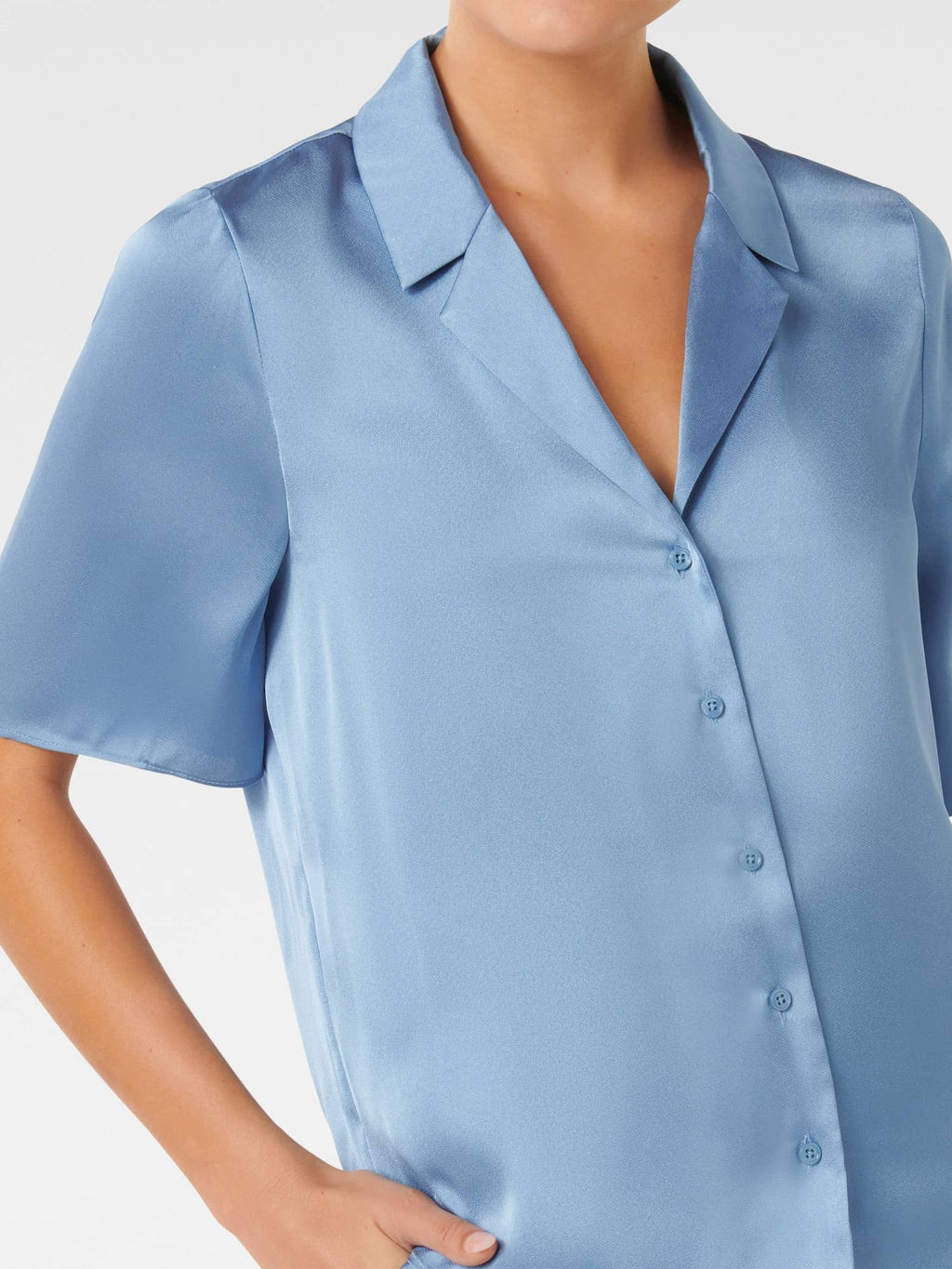  Mercedes Short Sleeve Satin Shirt