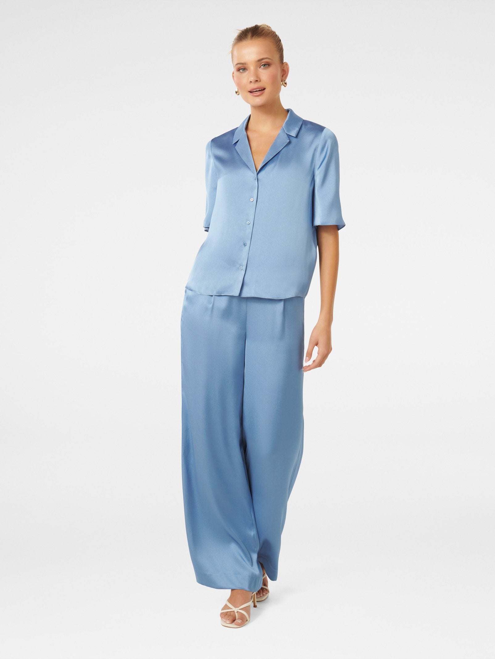  Mercedes Short Sleeve Satin Shirt