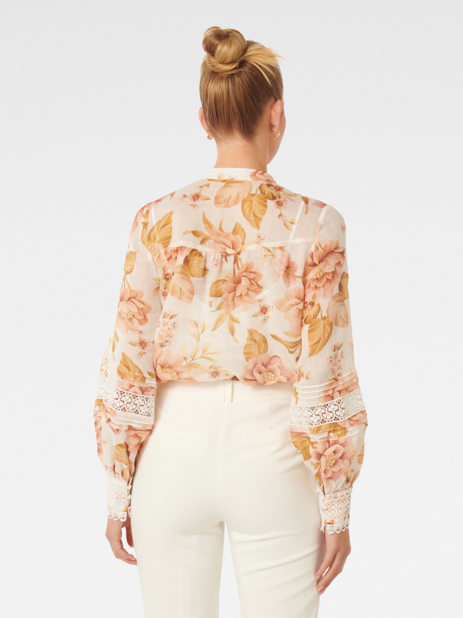  Sloane Trim Spliced Print Blouse