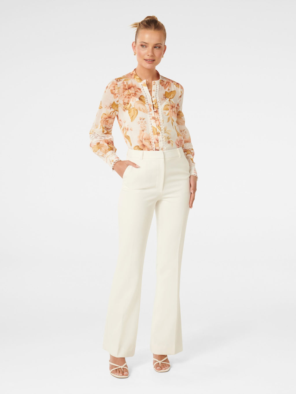  Sloane Trim Spliced Print Blouse