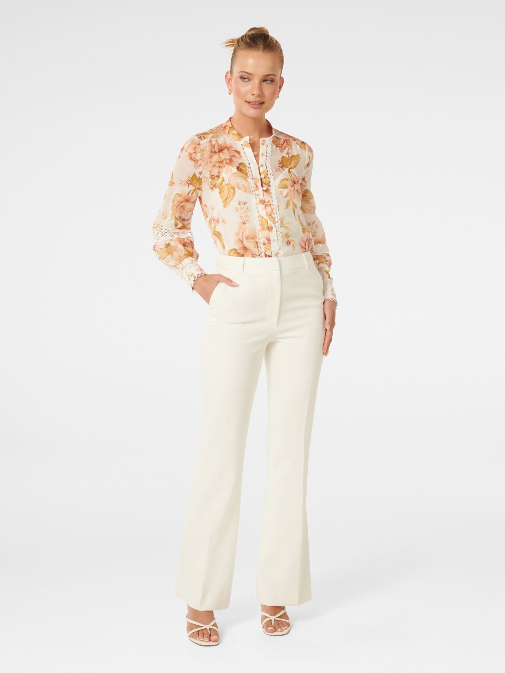  Sloane Trim Spliced Print Blouse