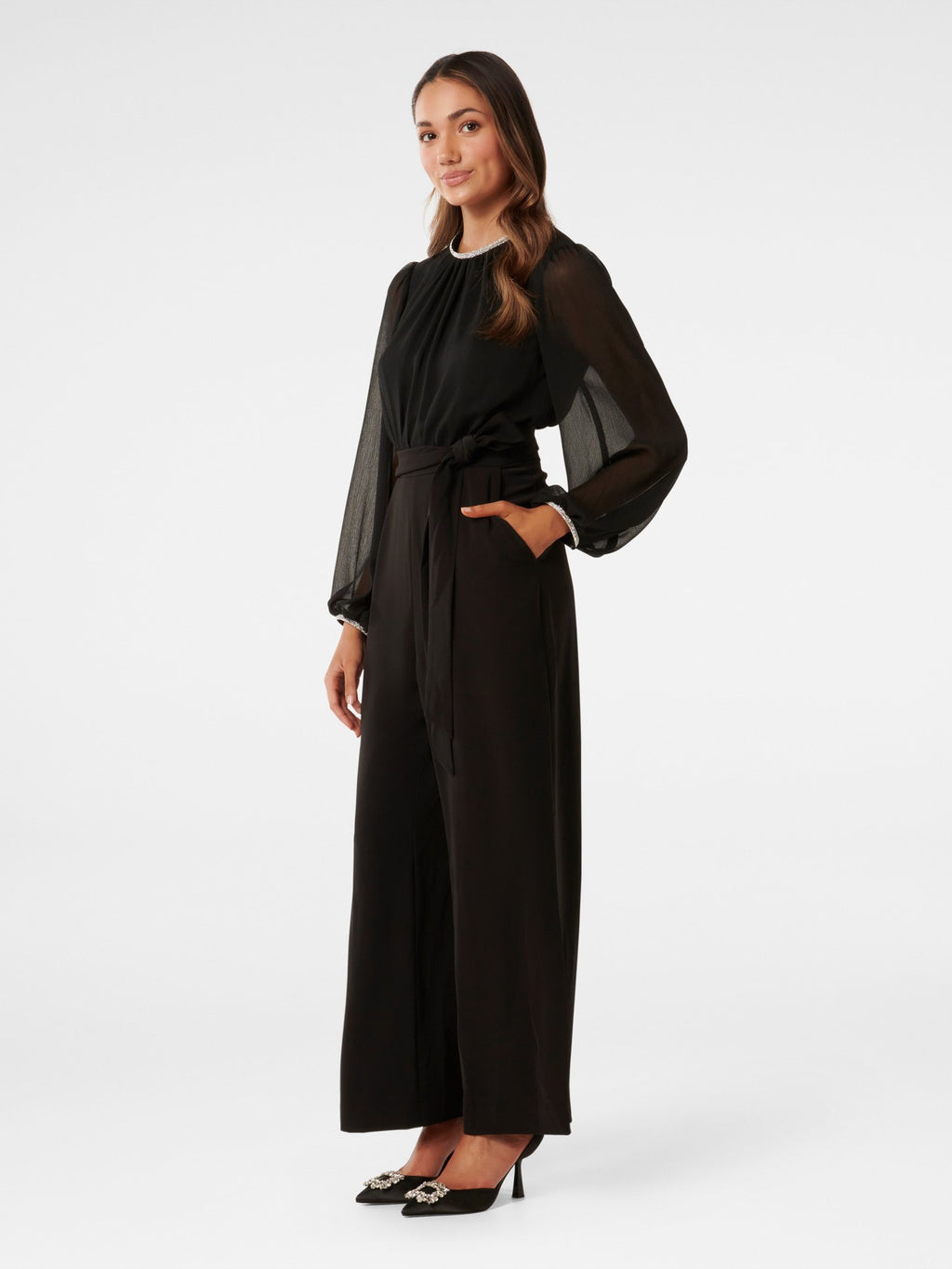 Natalya Petite Long Sleeve Jumpsuit