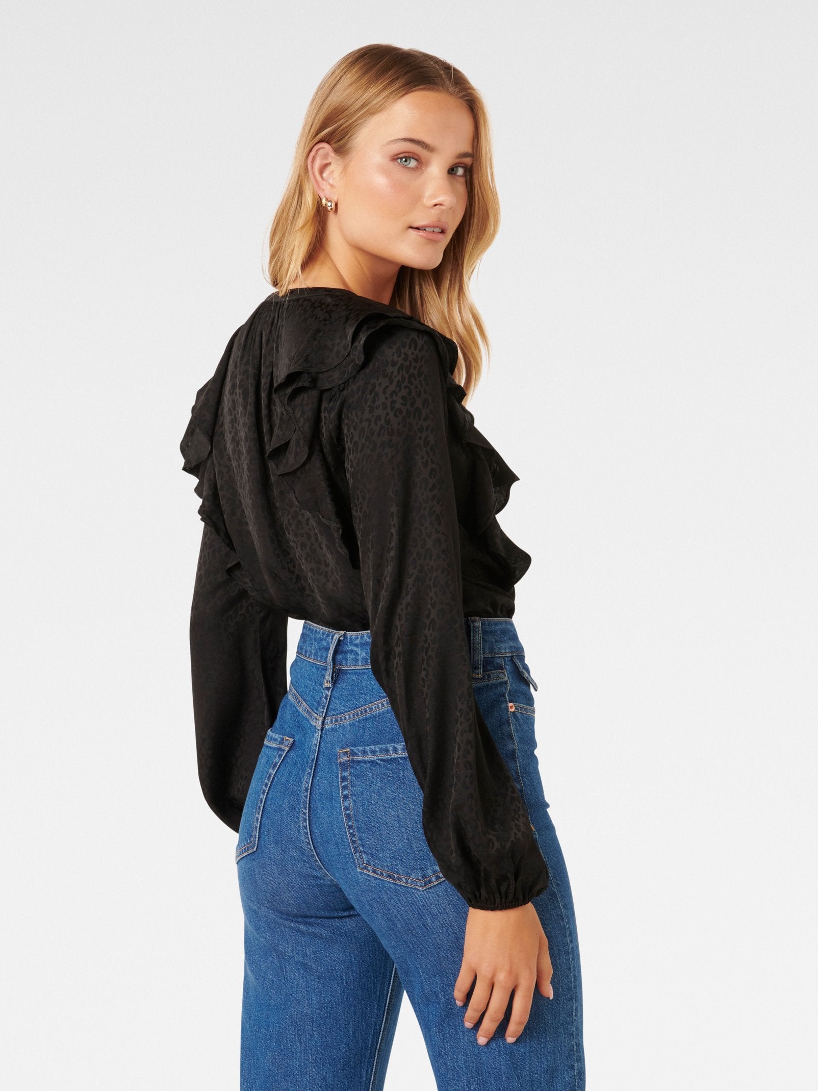  Sandy Jacquard Ruffle Blouse