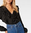 Sandy Jacquard Ruffle Blouse