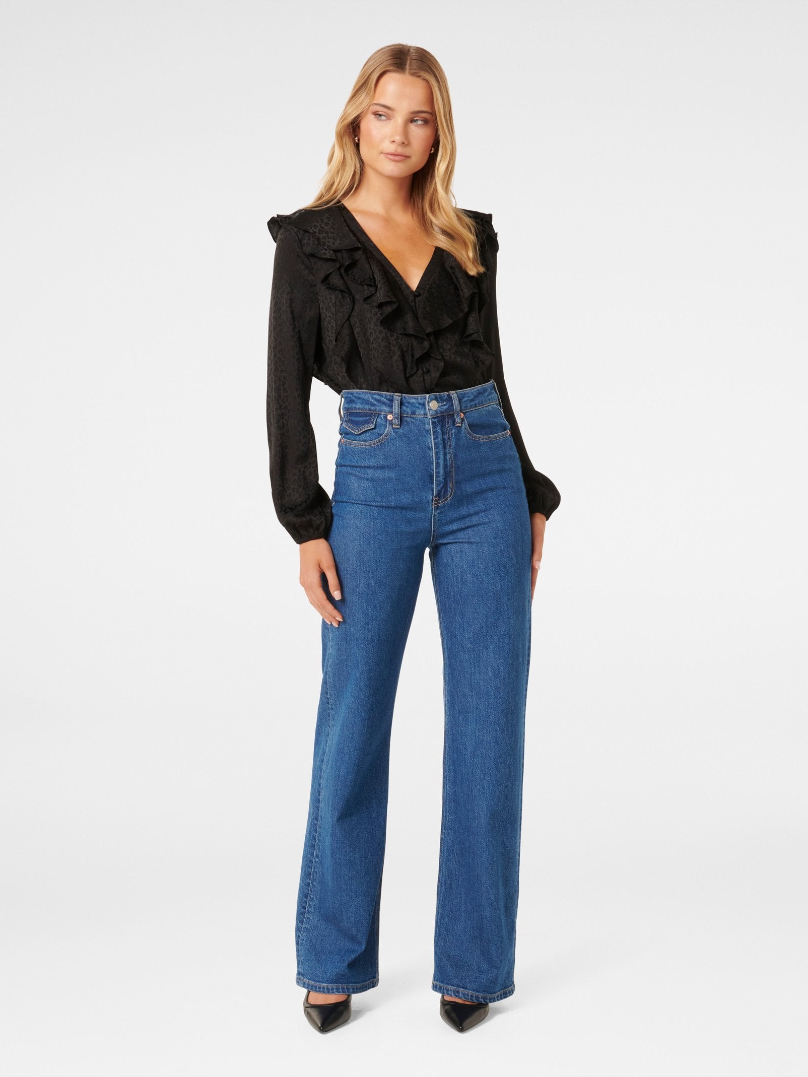  Sandy Jacquard Ruffle Blouse