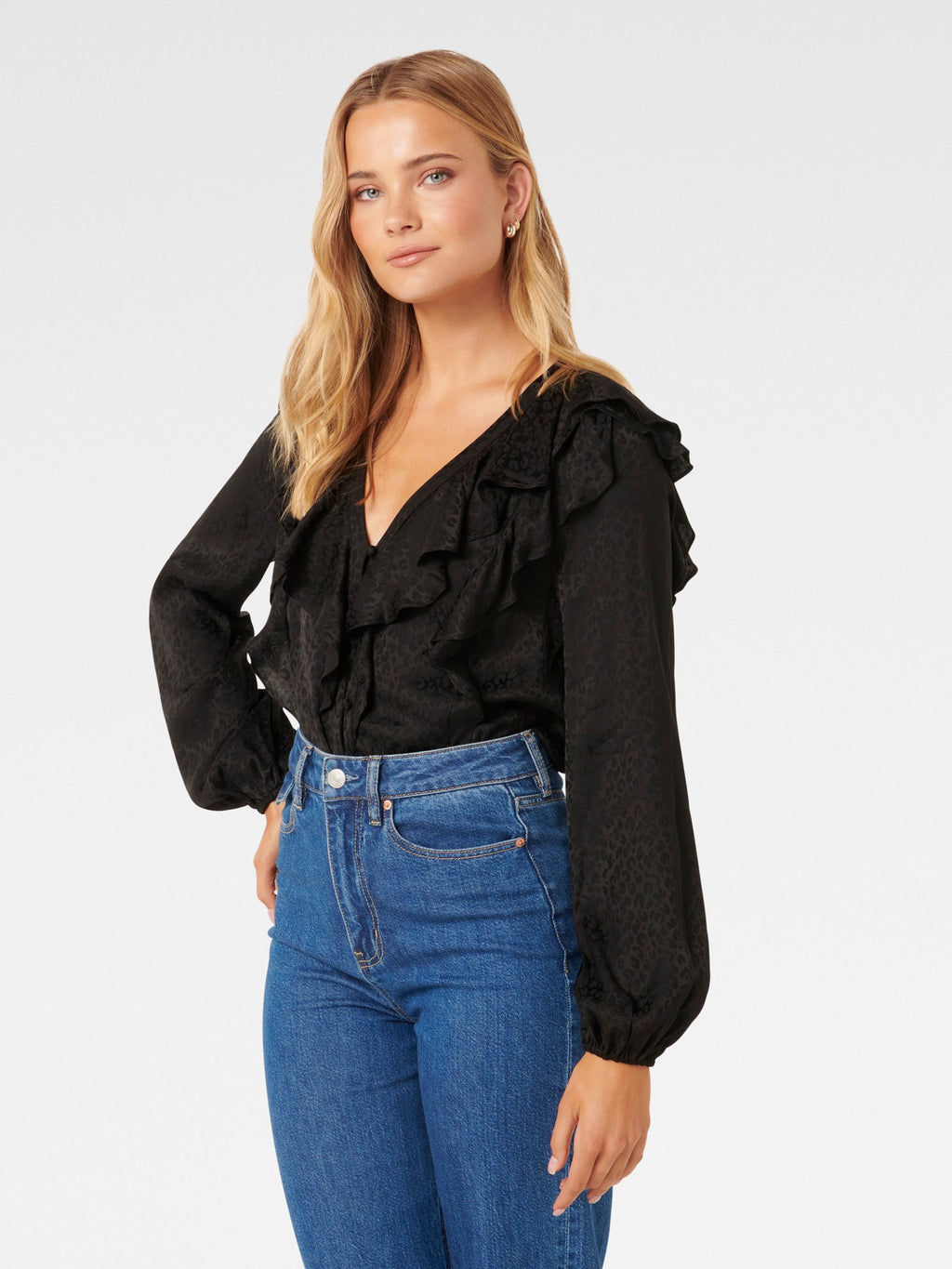  Sandy Jacquard Ruffle Blouse