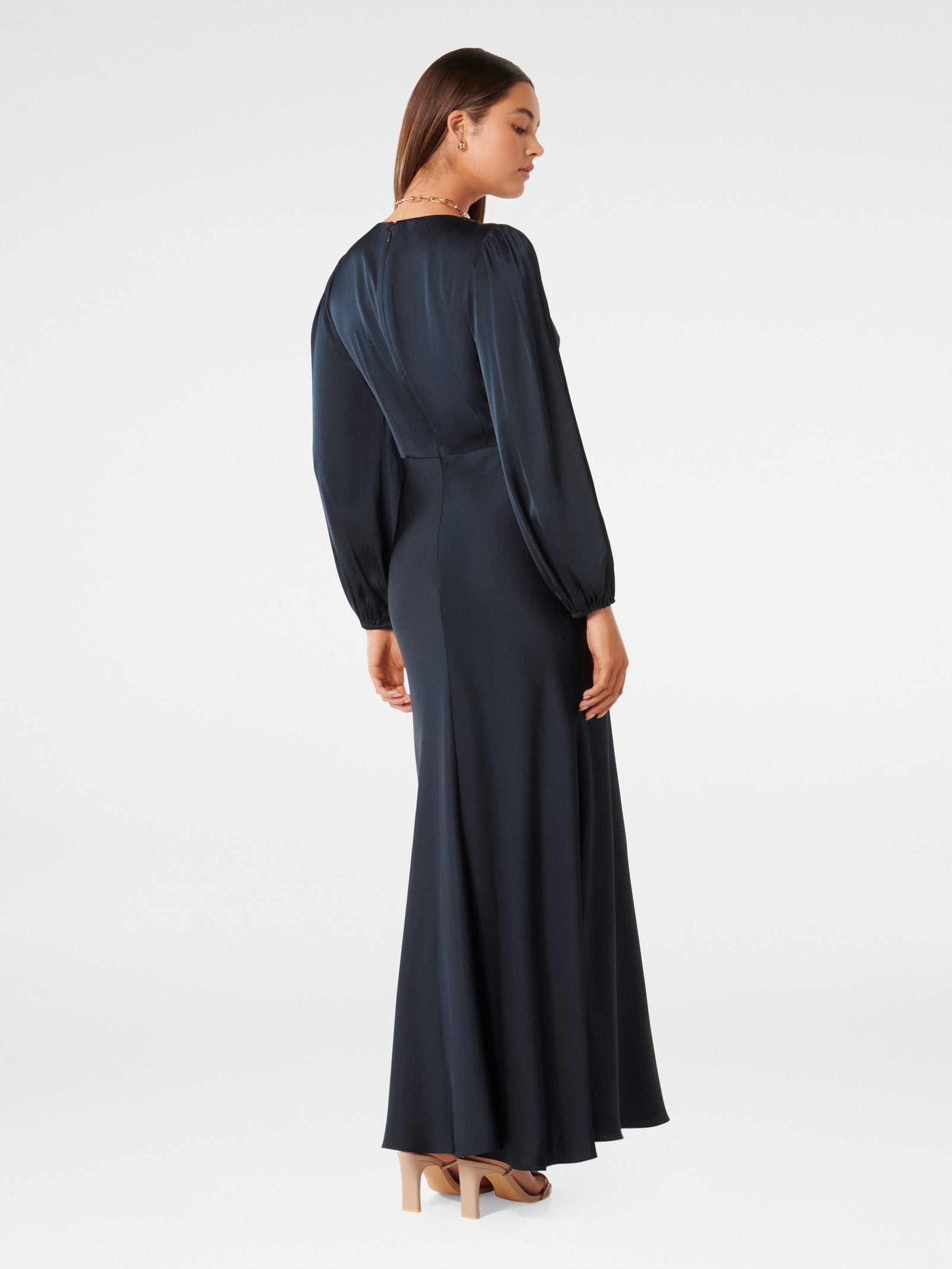  Marla Twist Front Satin Maxi Dress