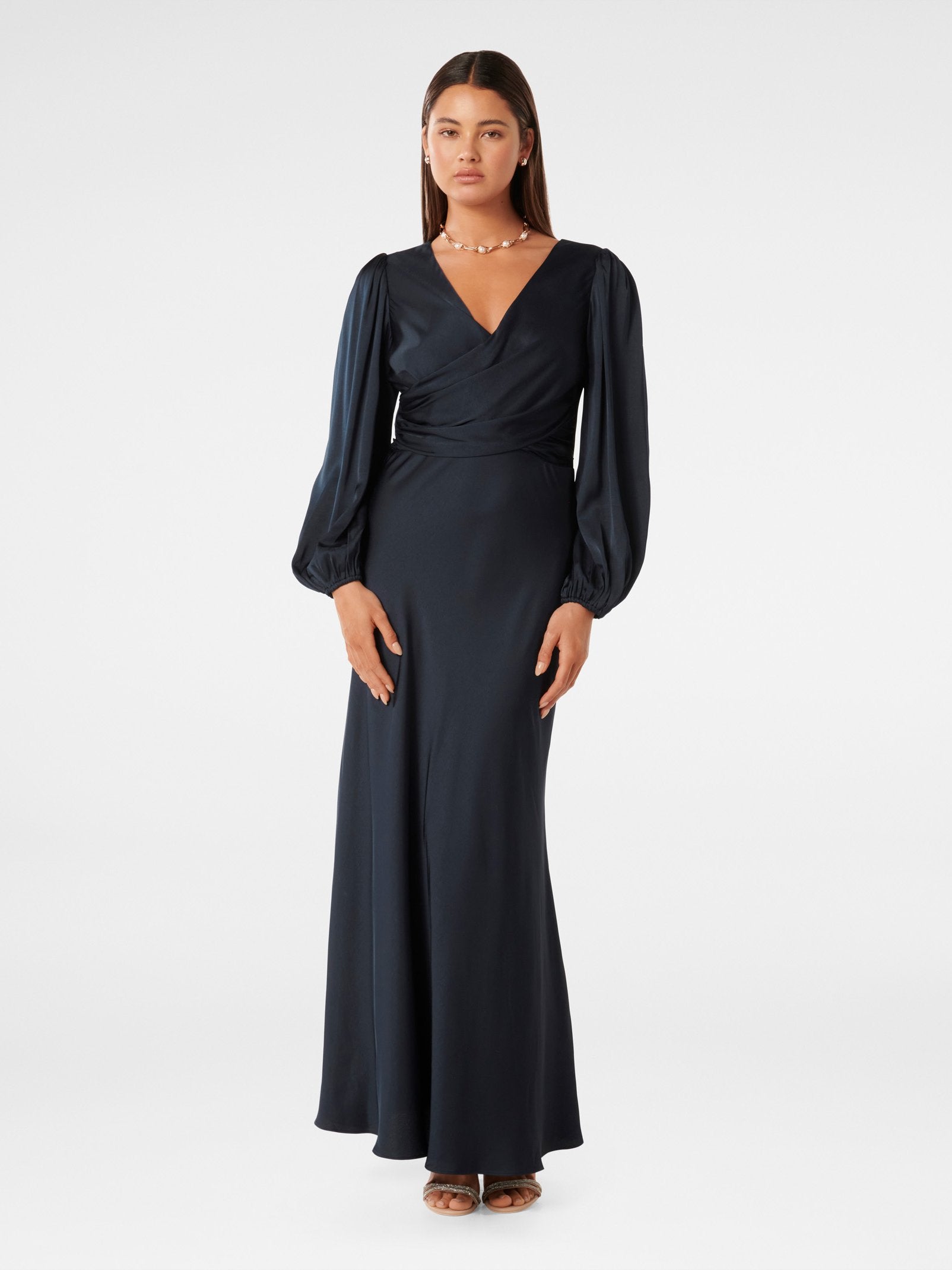 Marla Twist Front Satin Maxi Dress
