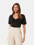 Desiree Ruched V Neck Raglan Top