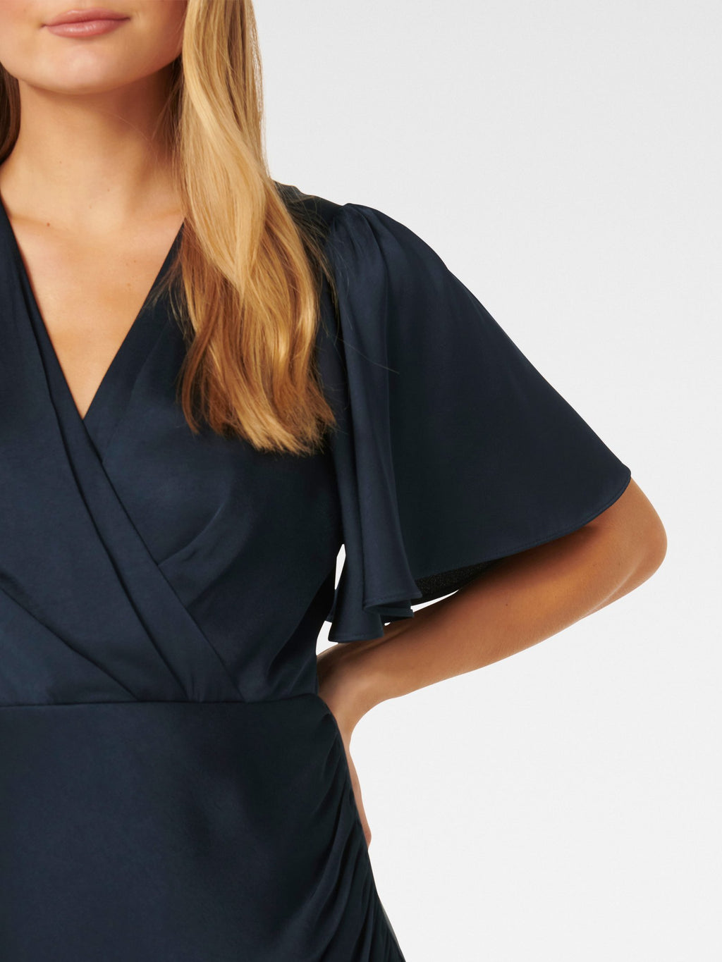  Chelsea Flutter Sleeve Satin Maxi Dress