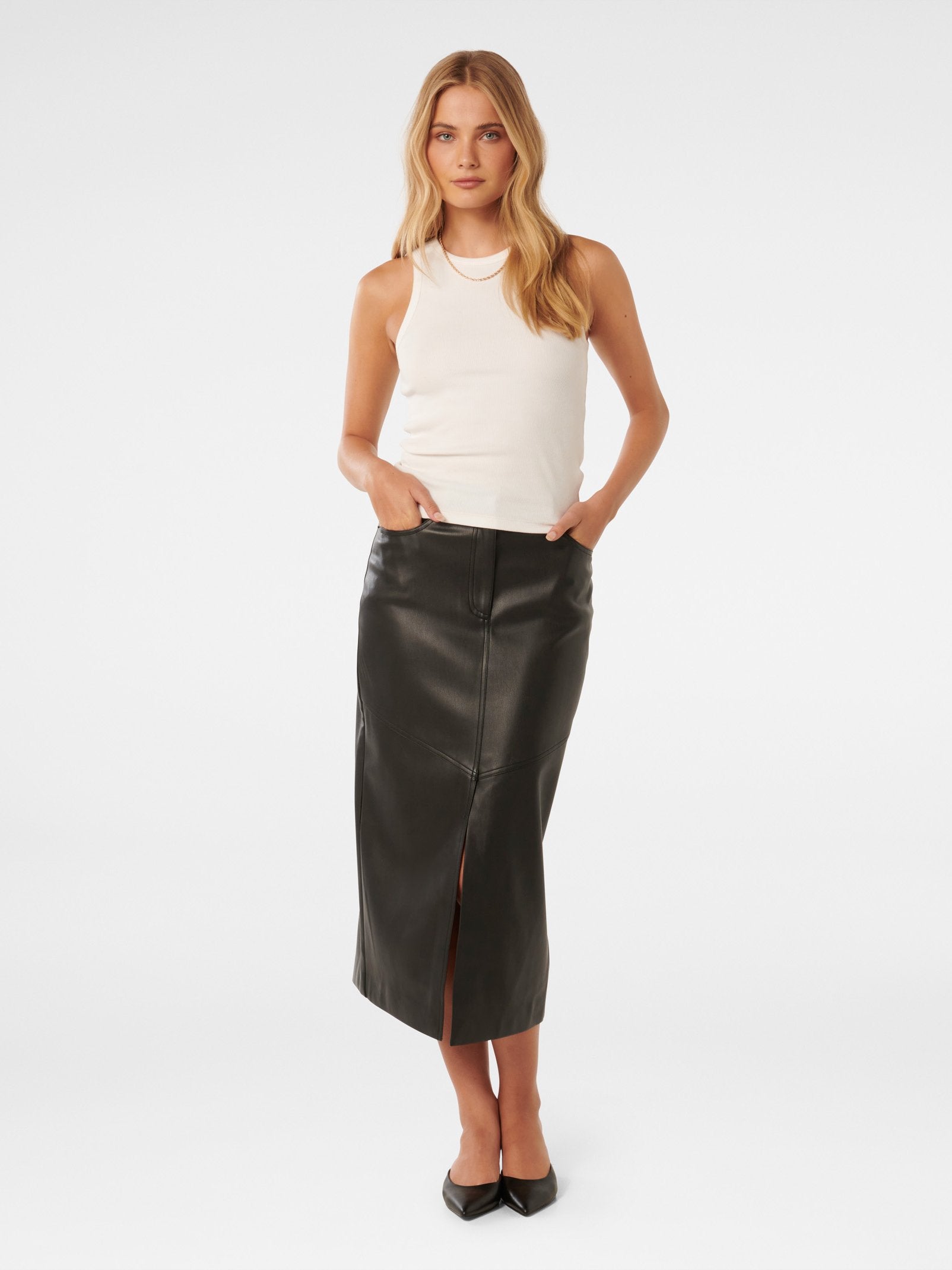  Elodie Vegan Leather Midaxi Skirt