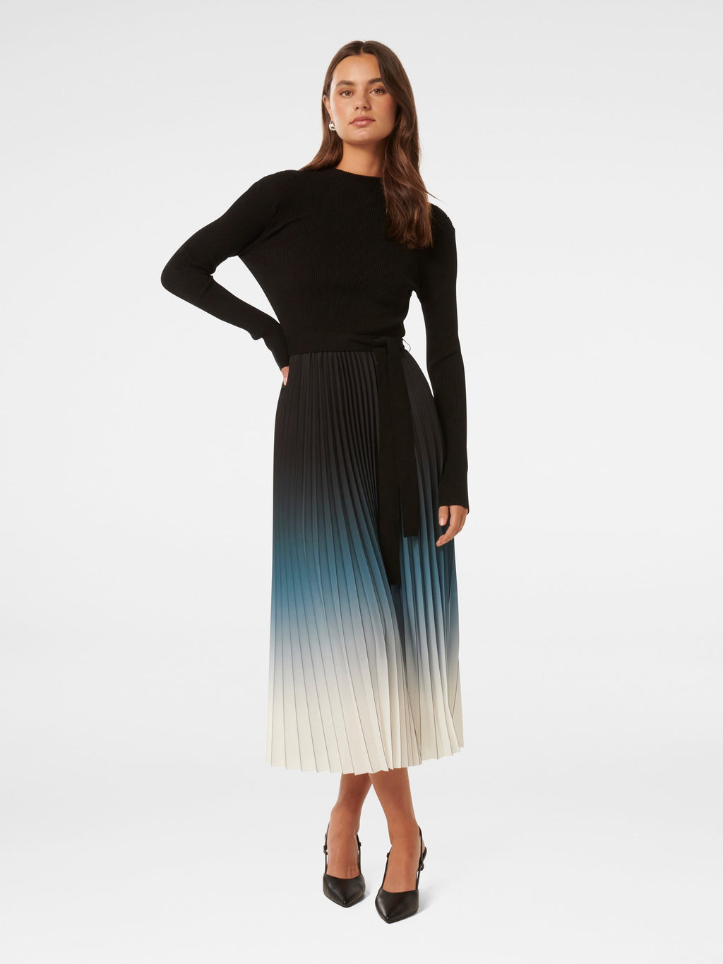 Harmony Ombre Pleat Midi Dress