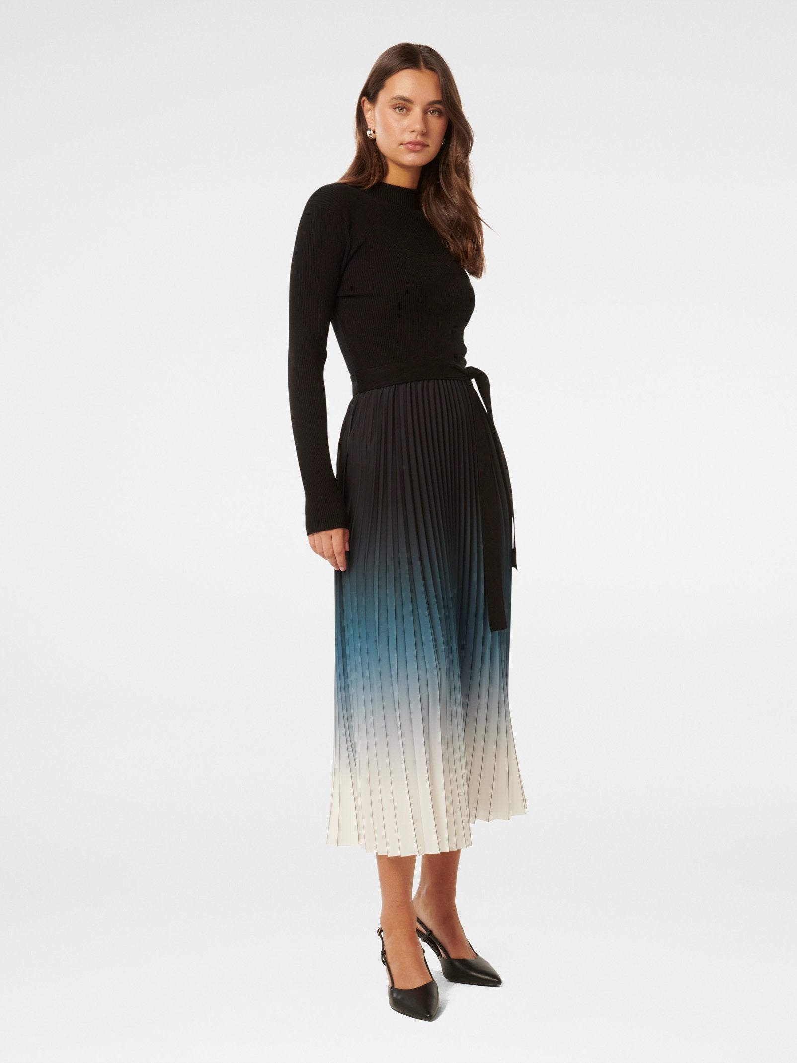  Harmony Ombre Pleat Midi Dress