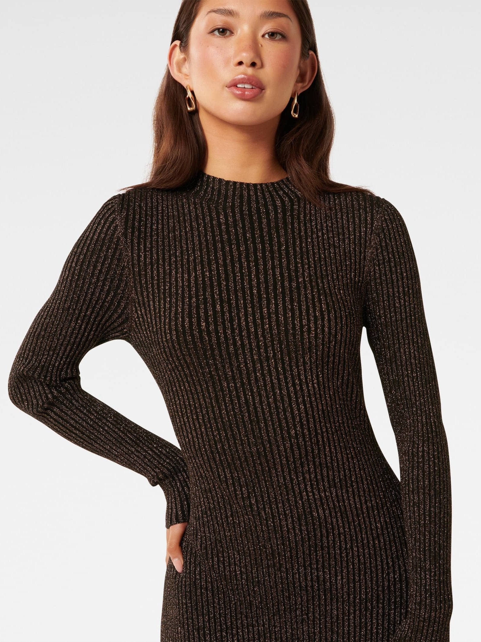  Eliza Ribbed Column Midi Dress