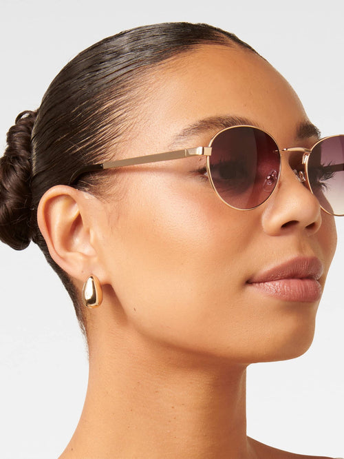  April Round Metal Frame Sunglasses