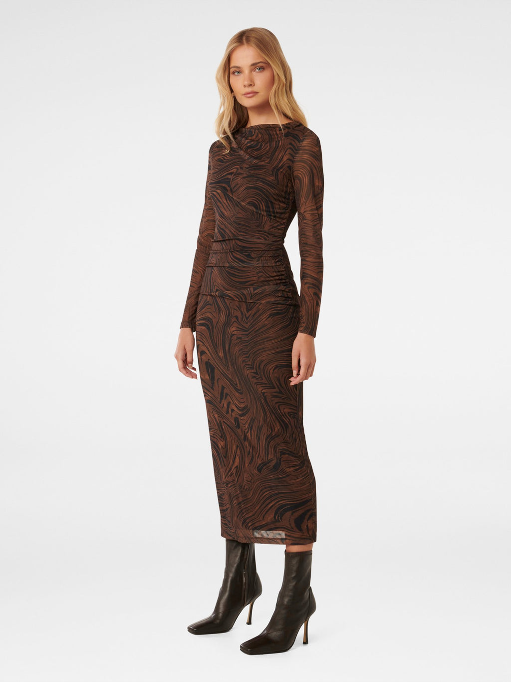  Loretta Ruched Side Midi Dress