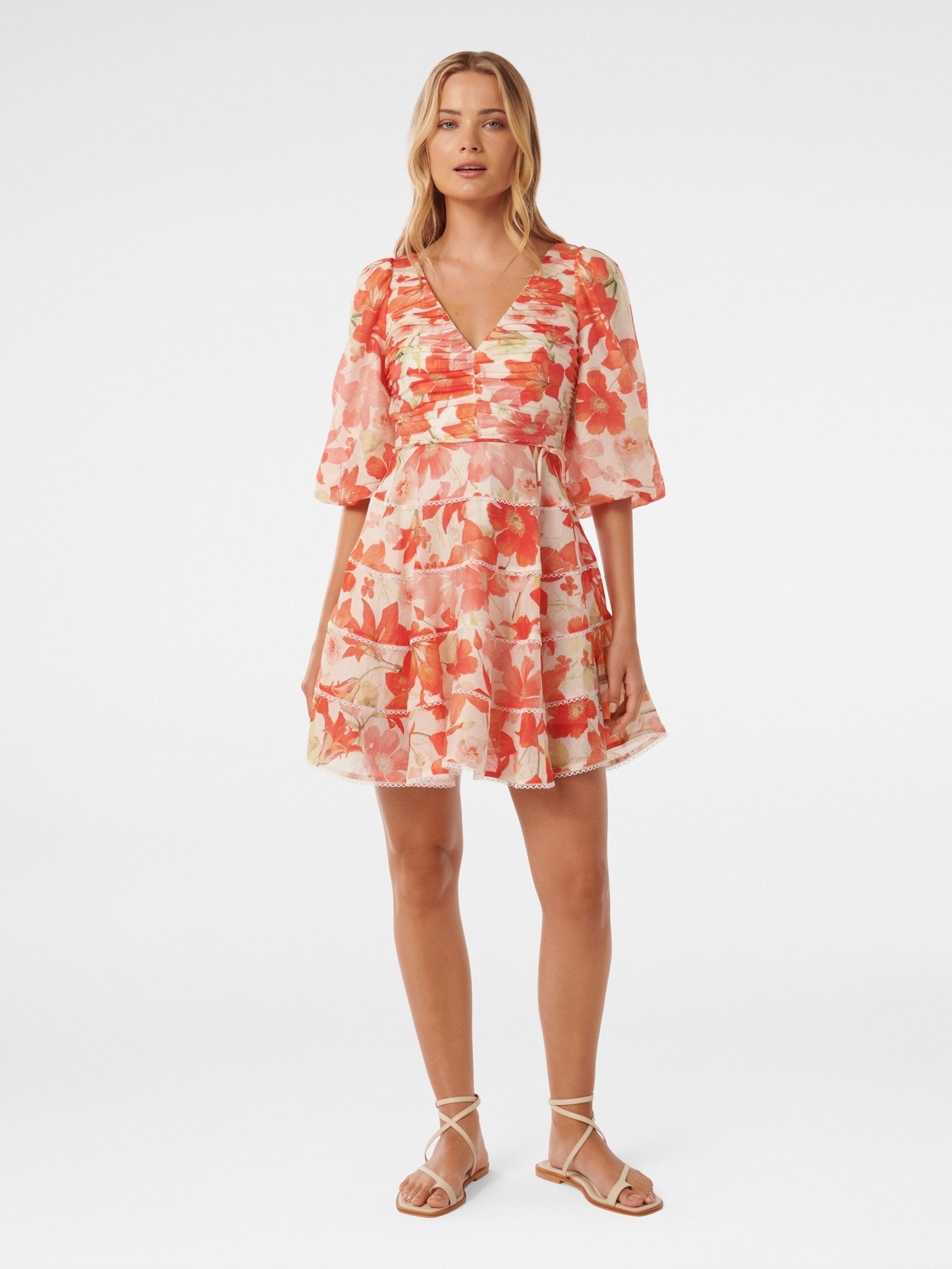  Cindy Tiered Floral Skater Dress