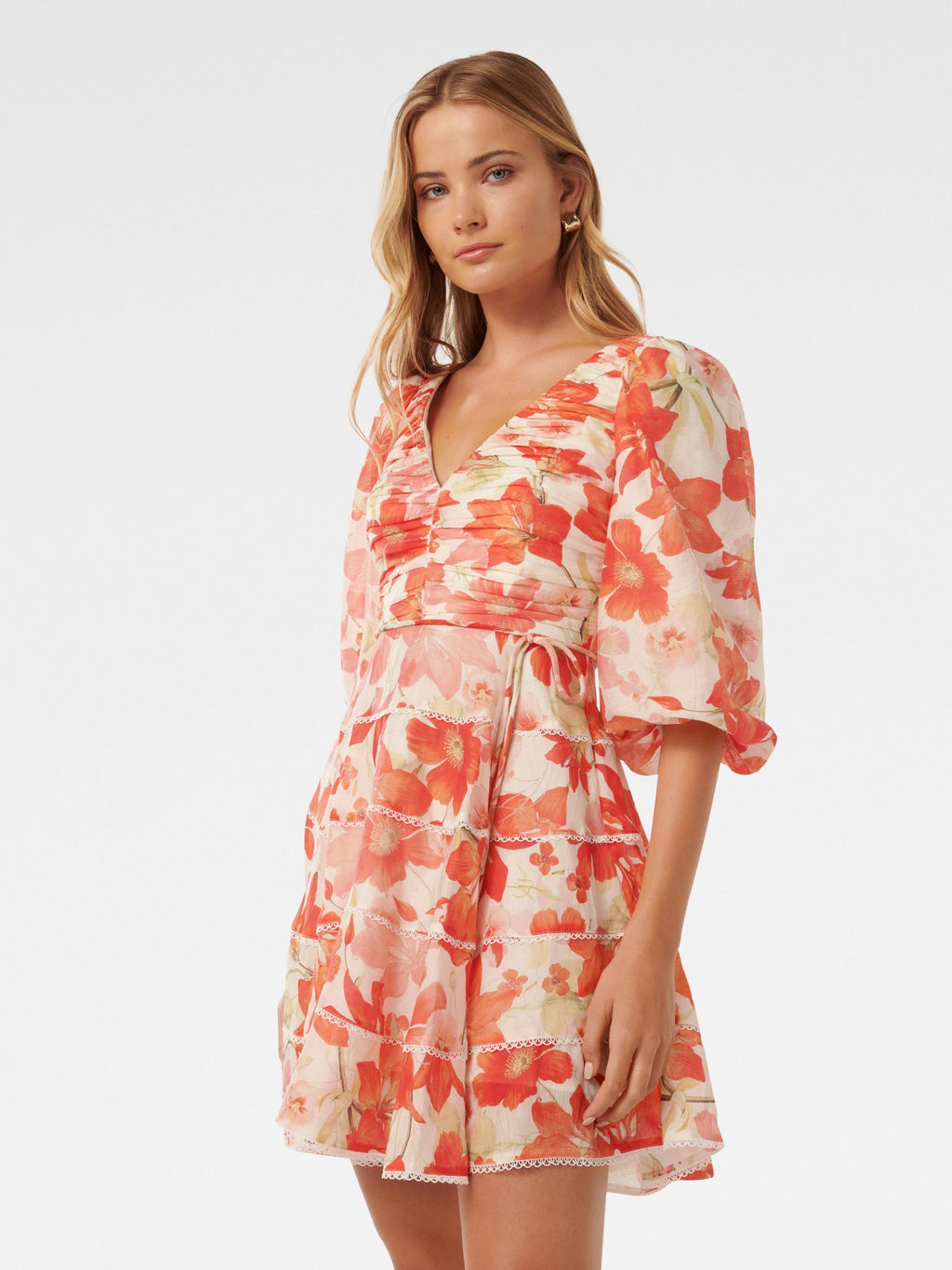  Cindy Tiered Floral Skater Dress