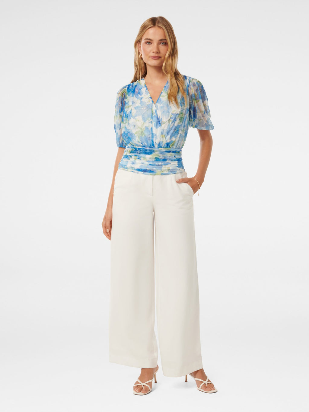  Wendall Wrap Front Plisse Top