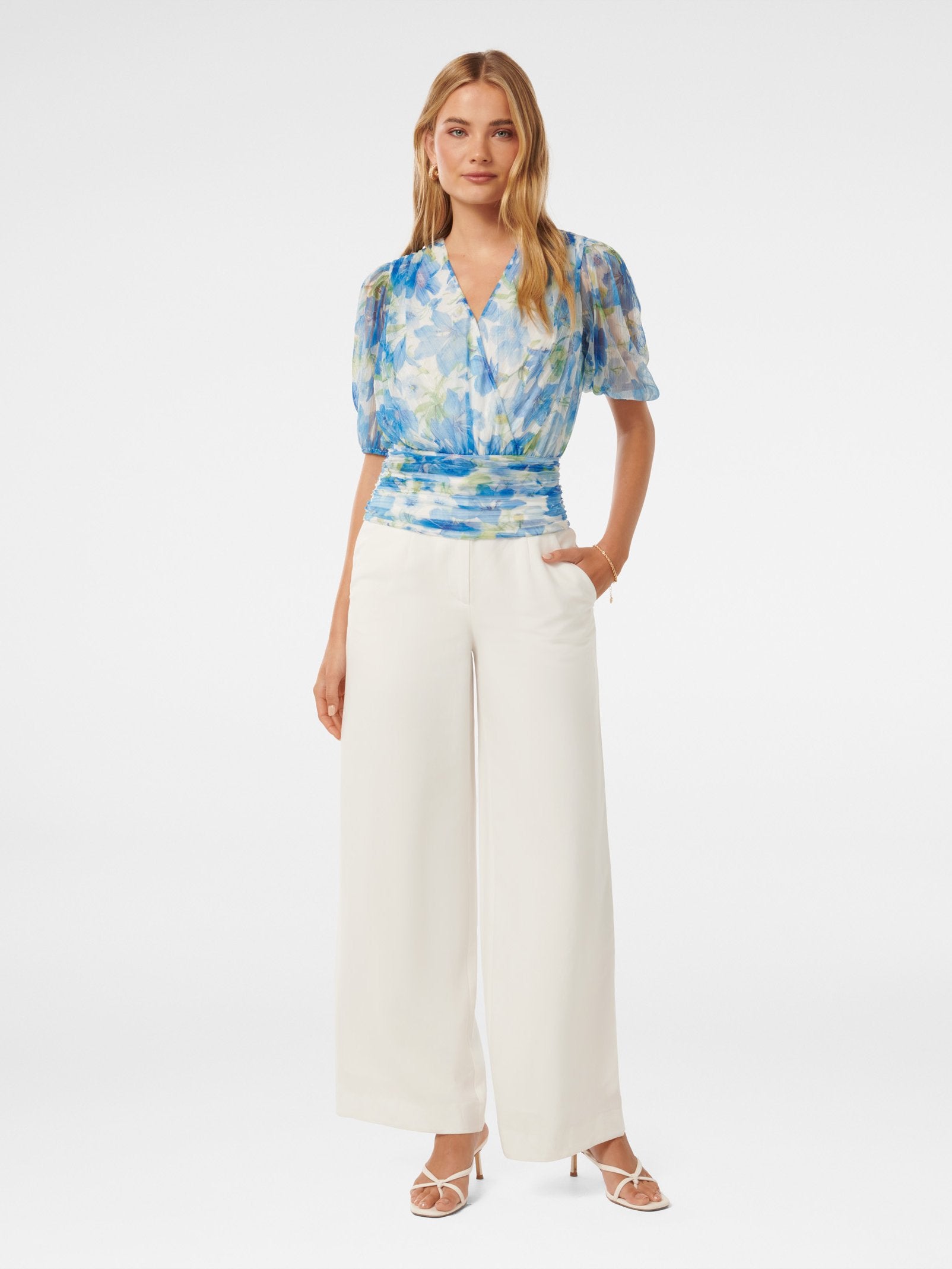  Wendall Wrap Front Plisse Top