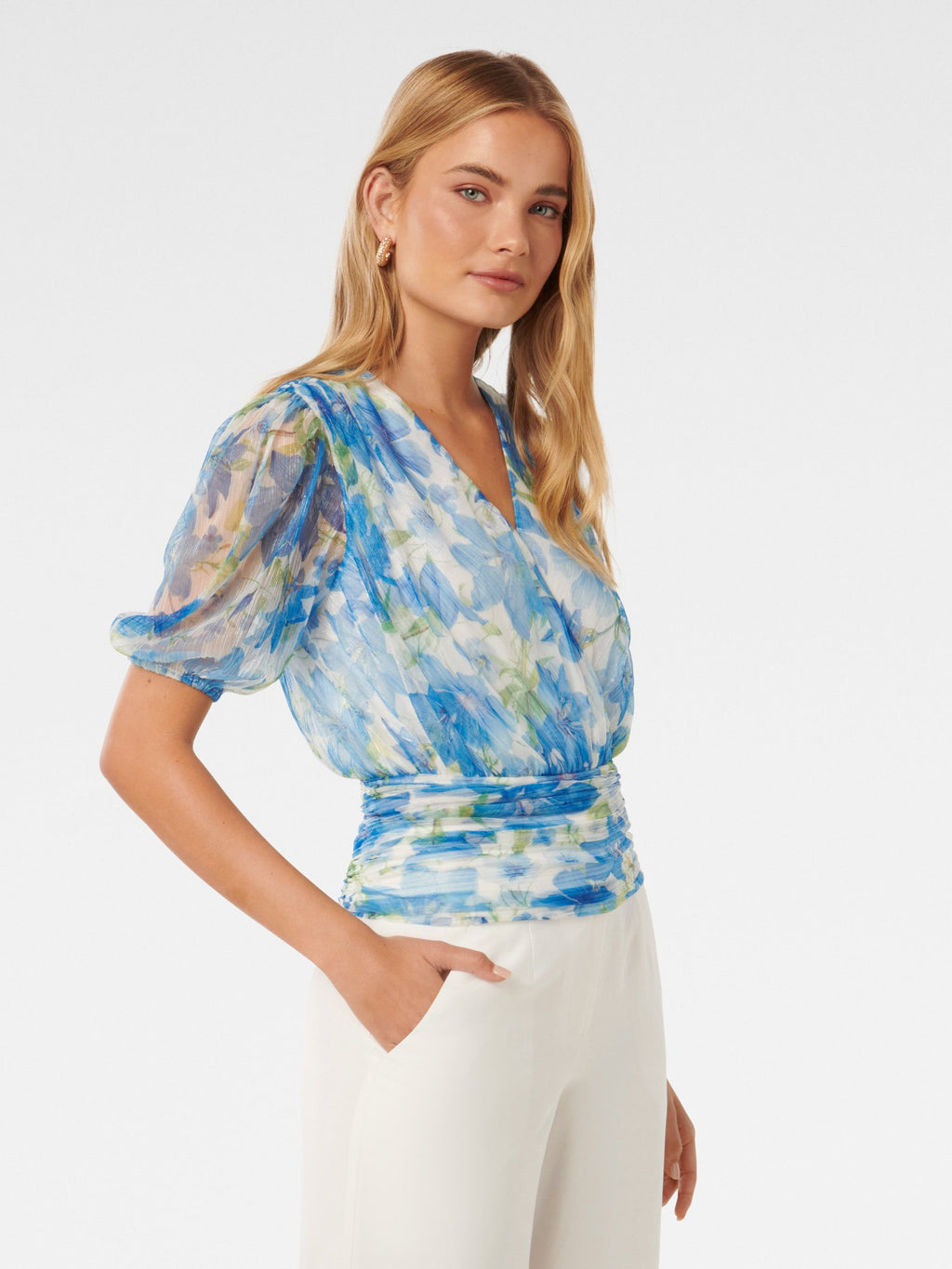  Wendall Wrap Front Plisse Top