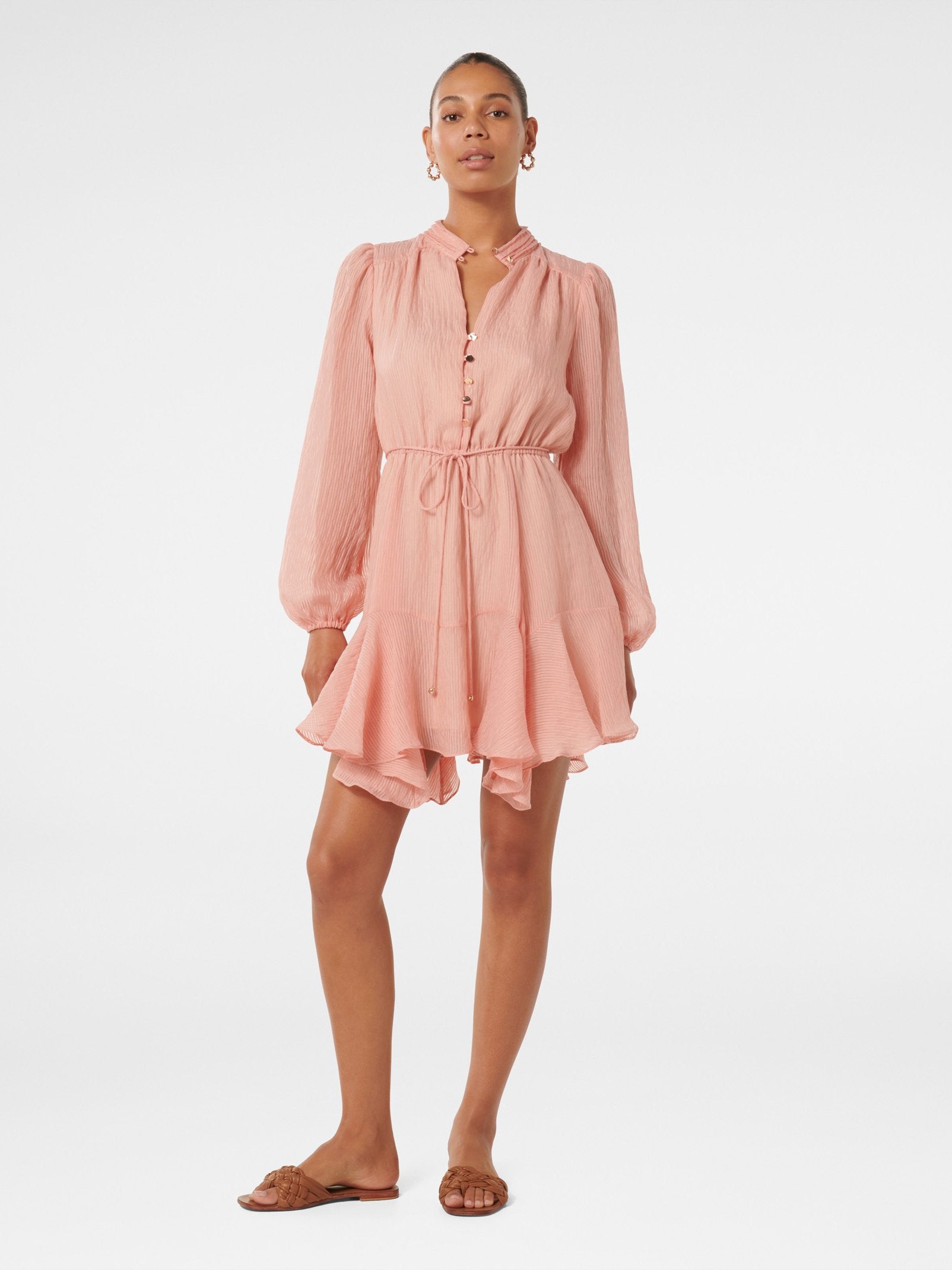  Cathee Long Sleeve Asymmetrical Mini Dress