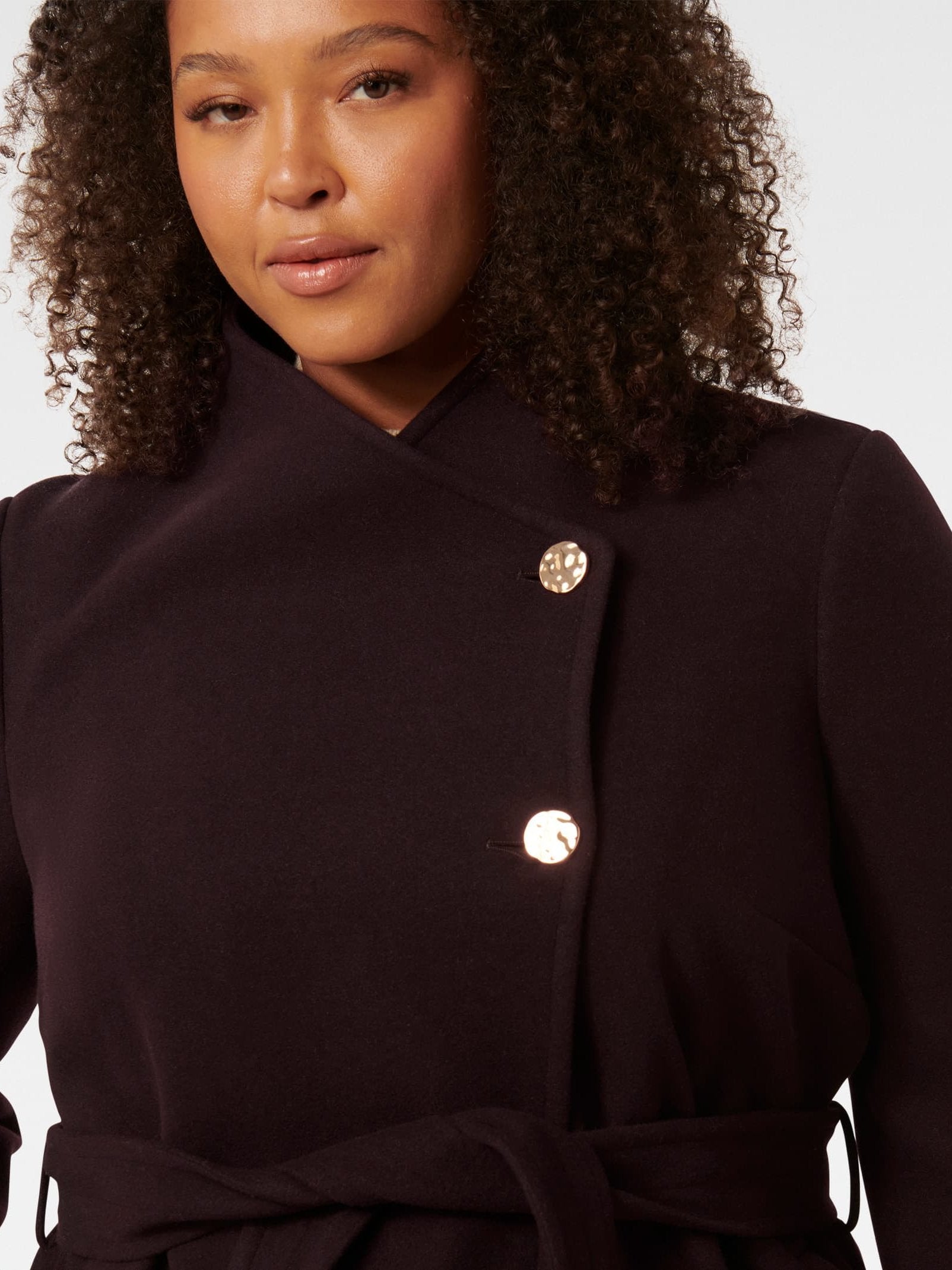 Buy Monica Curve Wrap Coat - Bitter Cherry - Online | Forever New