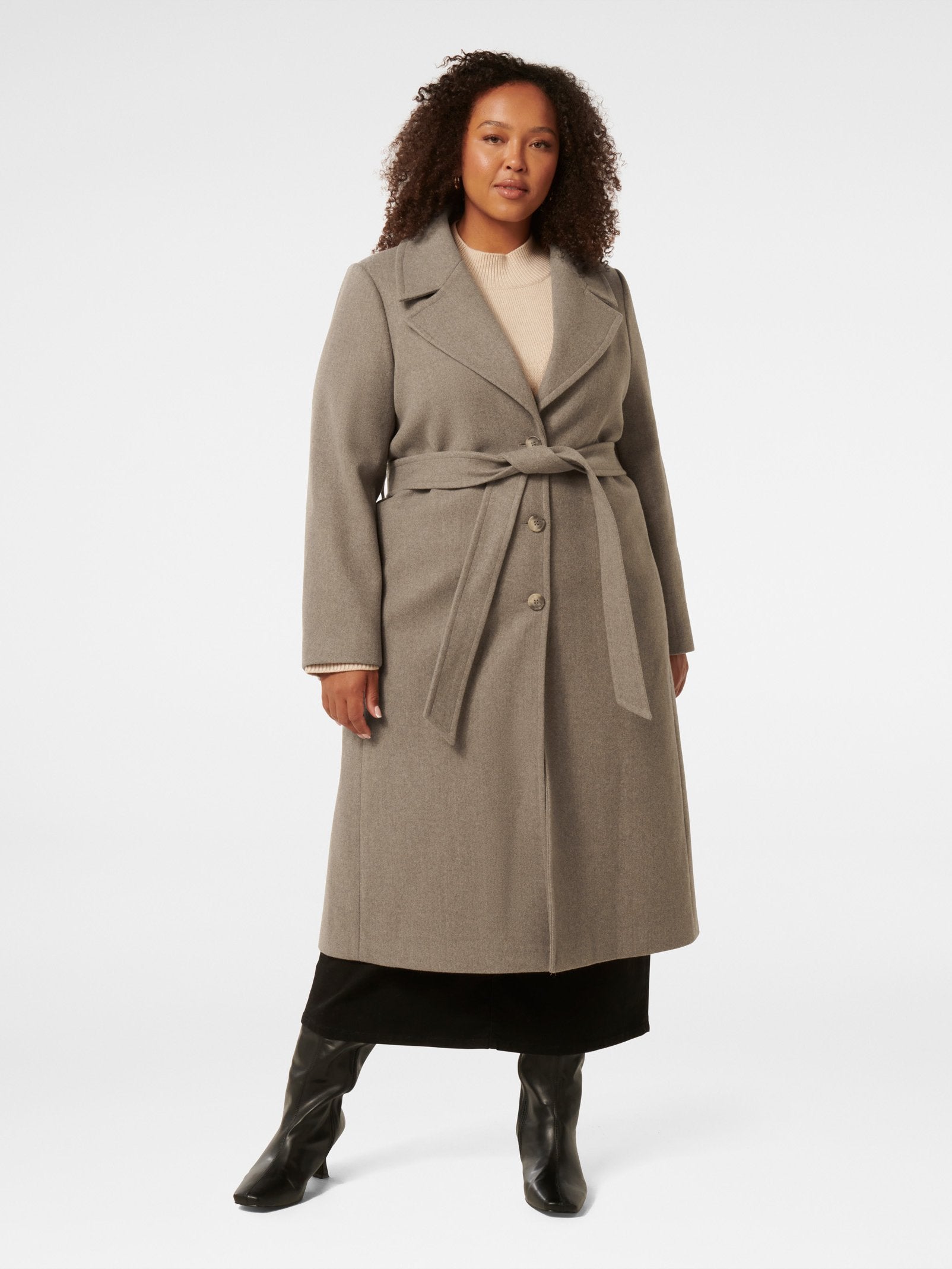 Buy Rowan Curve SB Wrap Coat - Maple Marle - Online | Forever New