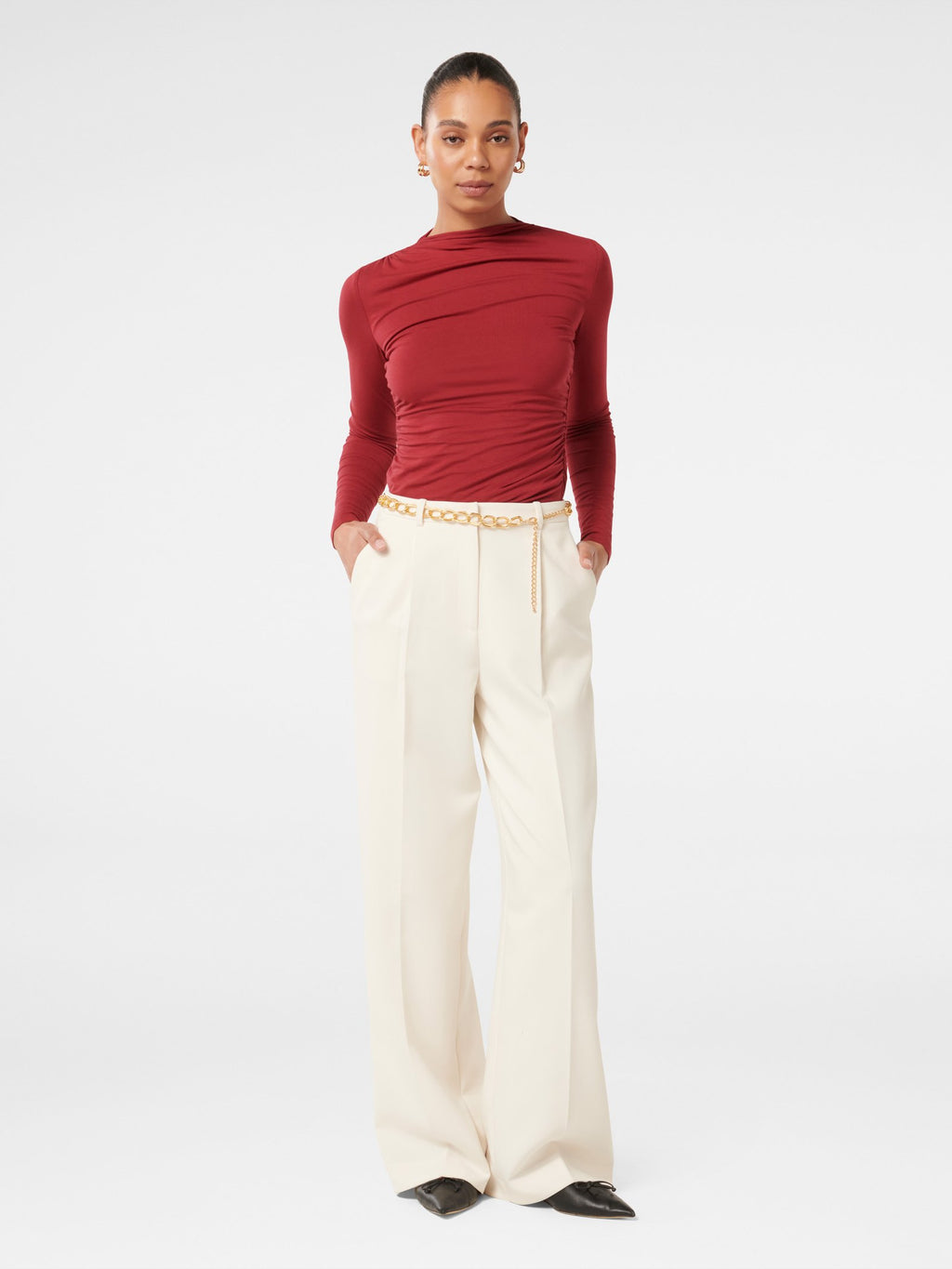  Taya Chain Belt Wide Leg Pant