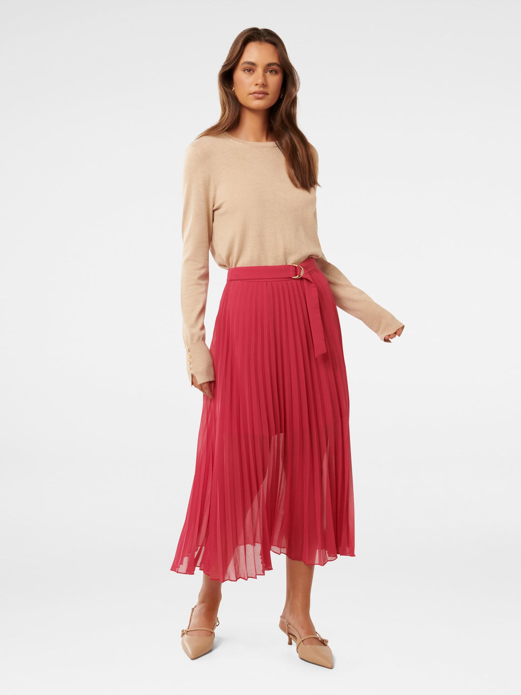 Esme Belted Pleated Skirt