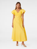 June Ruched Linen Midi Dress