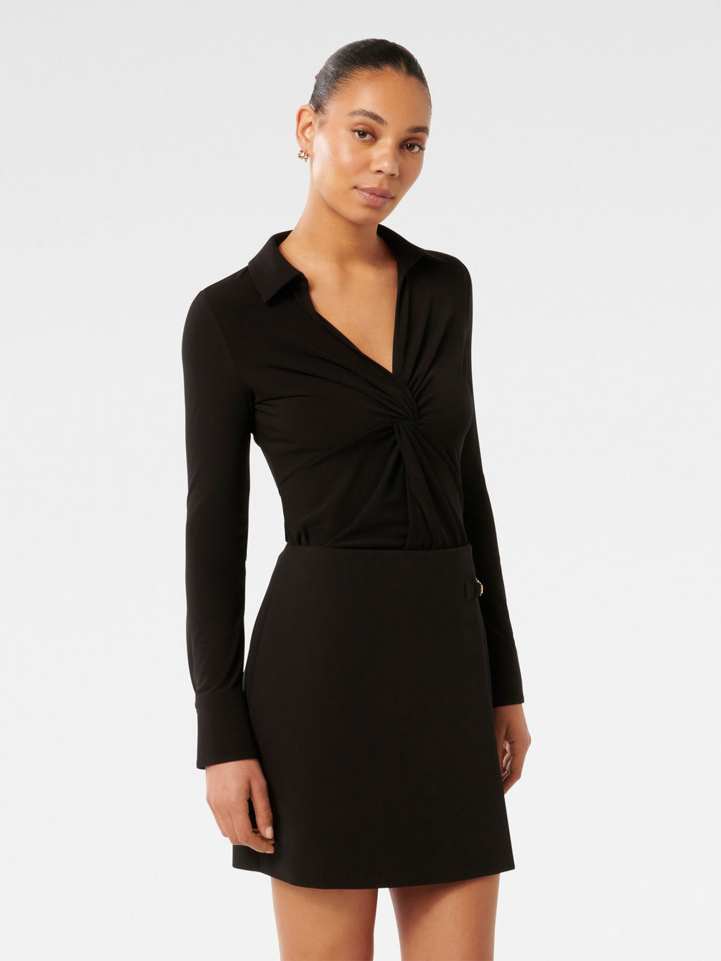  Emilia Twist Front Crepe Shirt