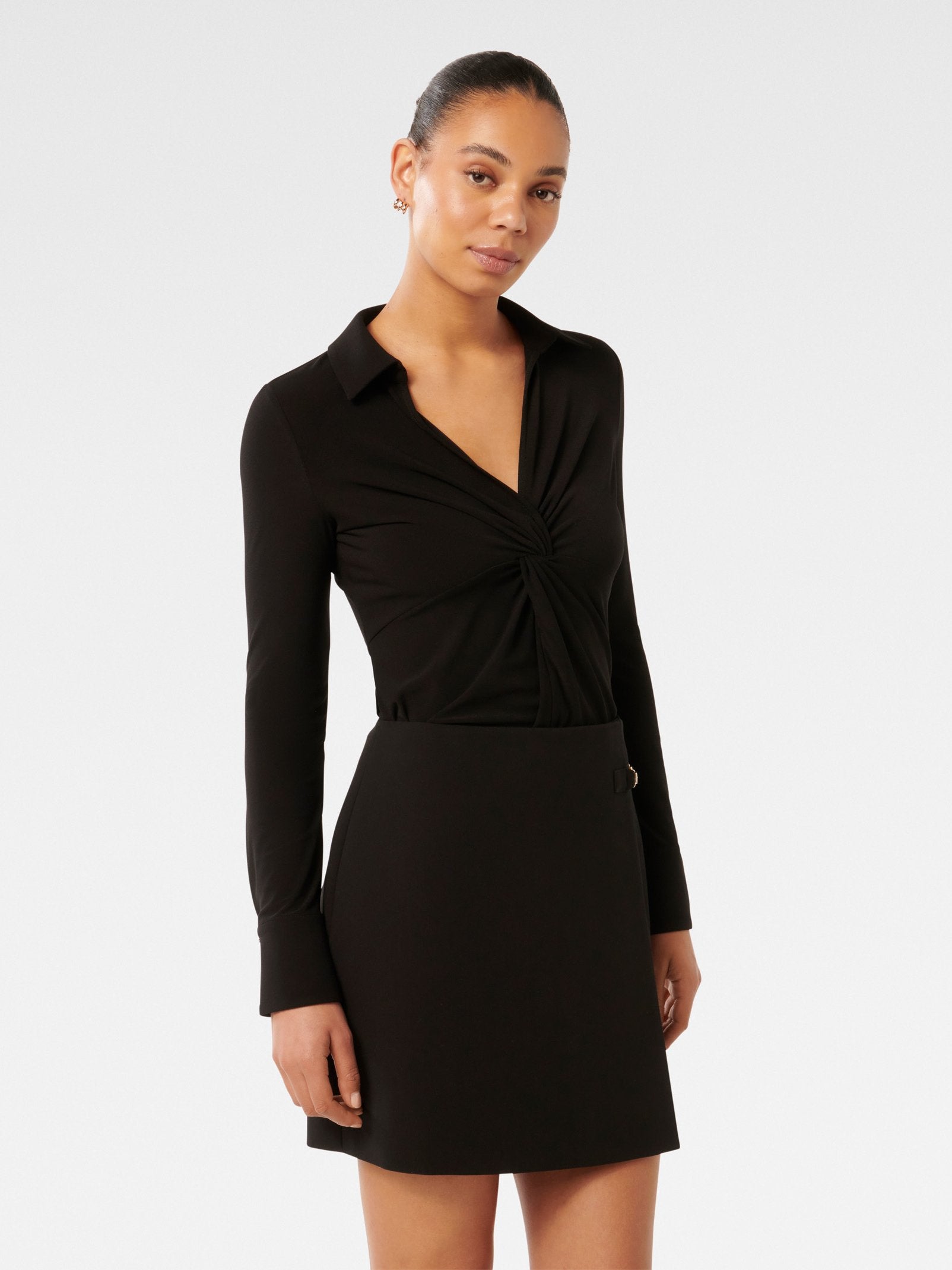  Emilia Twist Front Crepe Shirt